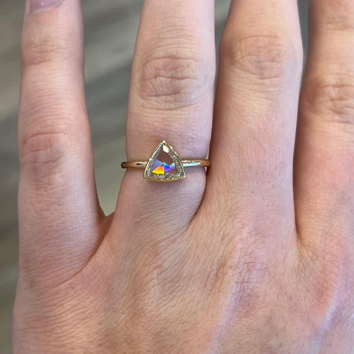 1.50 Trillion Rose Cut Diamond Engagement Ring in 14k Yellow Gold