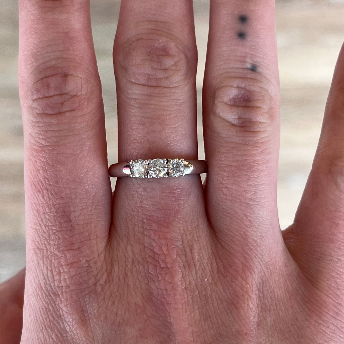 .51 Three Stone Diamond Engagement Ring in 14k White Gold