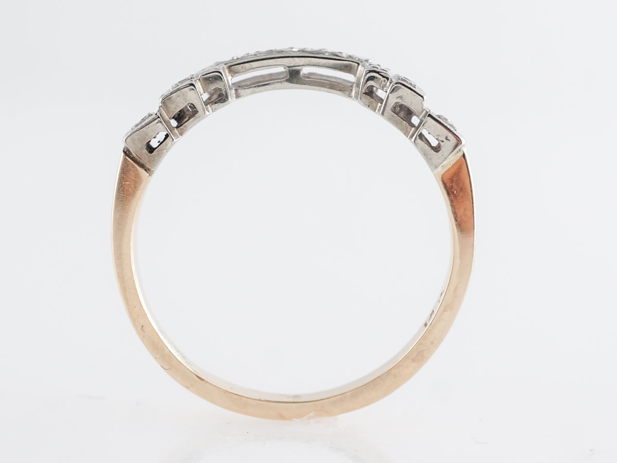 Retro Contoured Diamond Band in 14k White and Yellow Gold