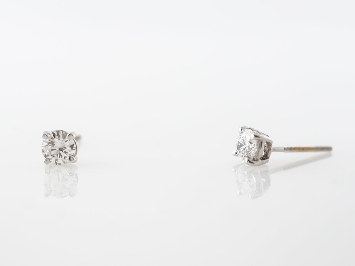Half Carat Diamond Stud Earrings in 14k White Gold
