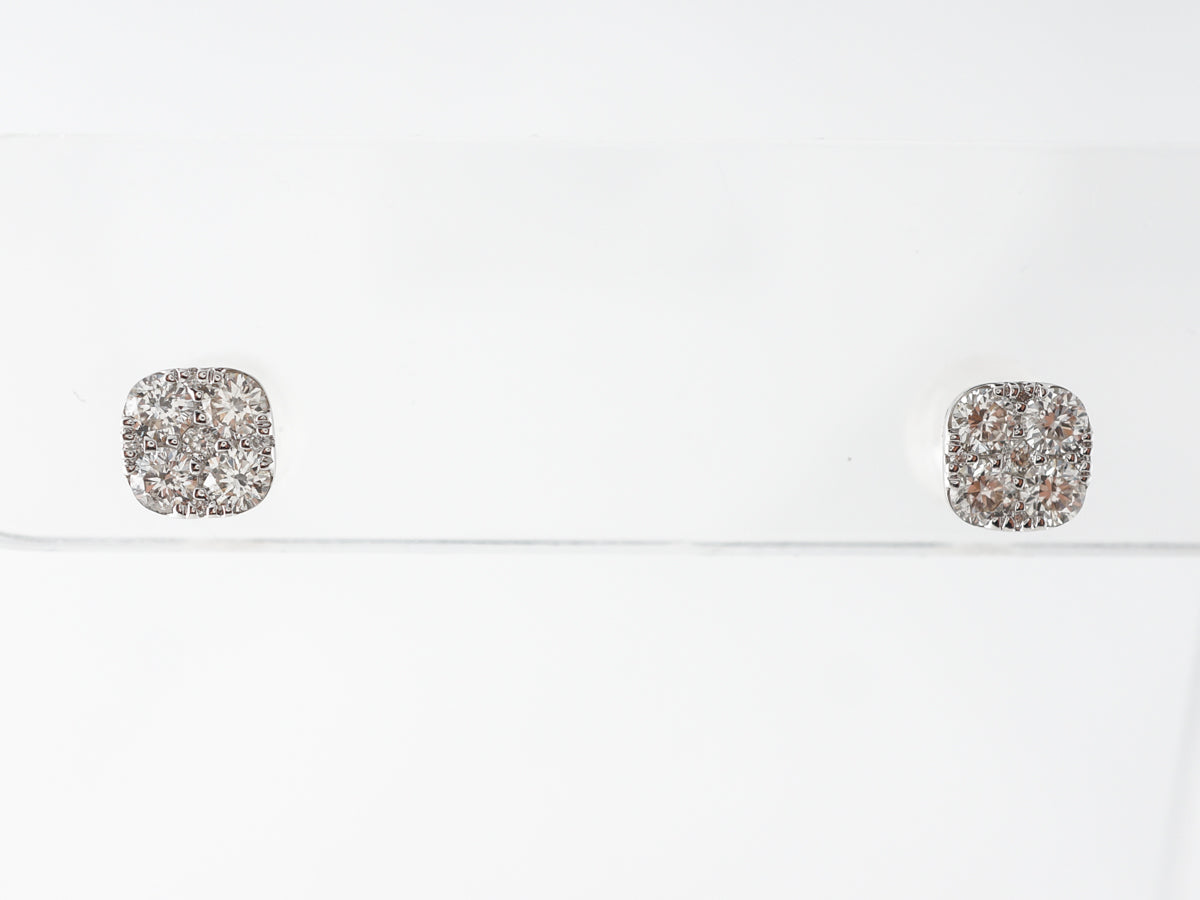 Pave Diamond Earring Studs in 14k White Gold