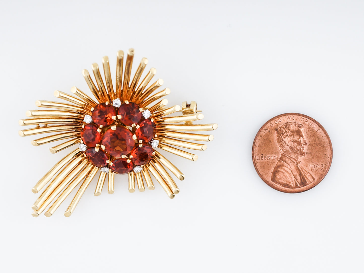 Henry George Murphy Falcon Studio Pin 1.20 Round Brilliant Cut Citrine in 14k Yellow Gold