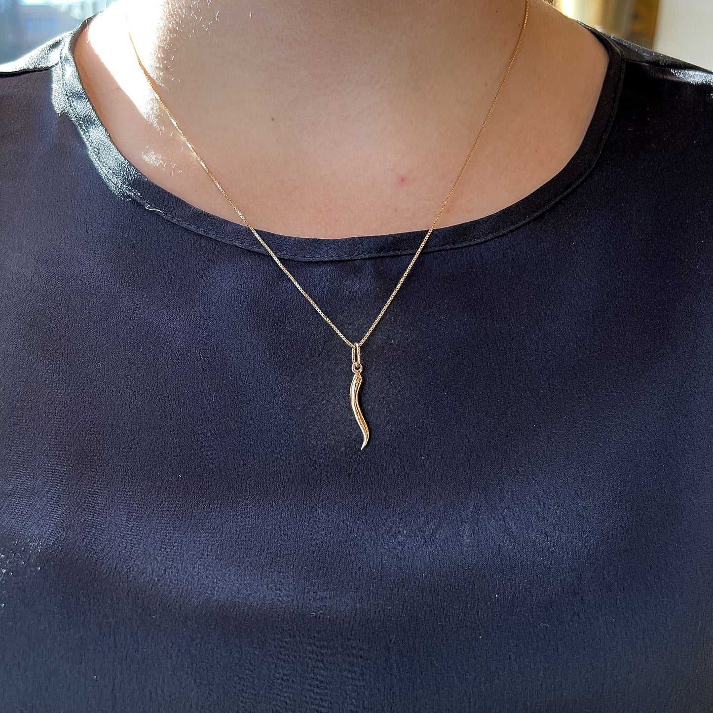 Lucky Cornicello Pendant Necklace in 14k Yellow Gold