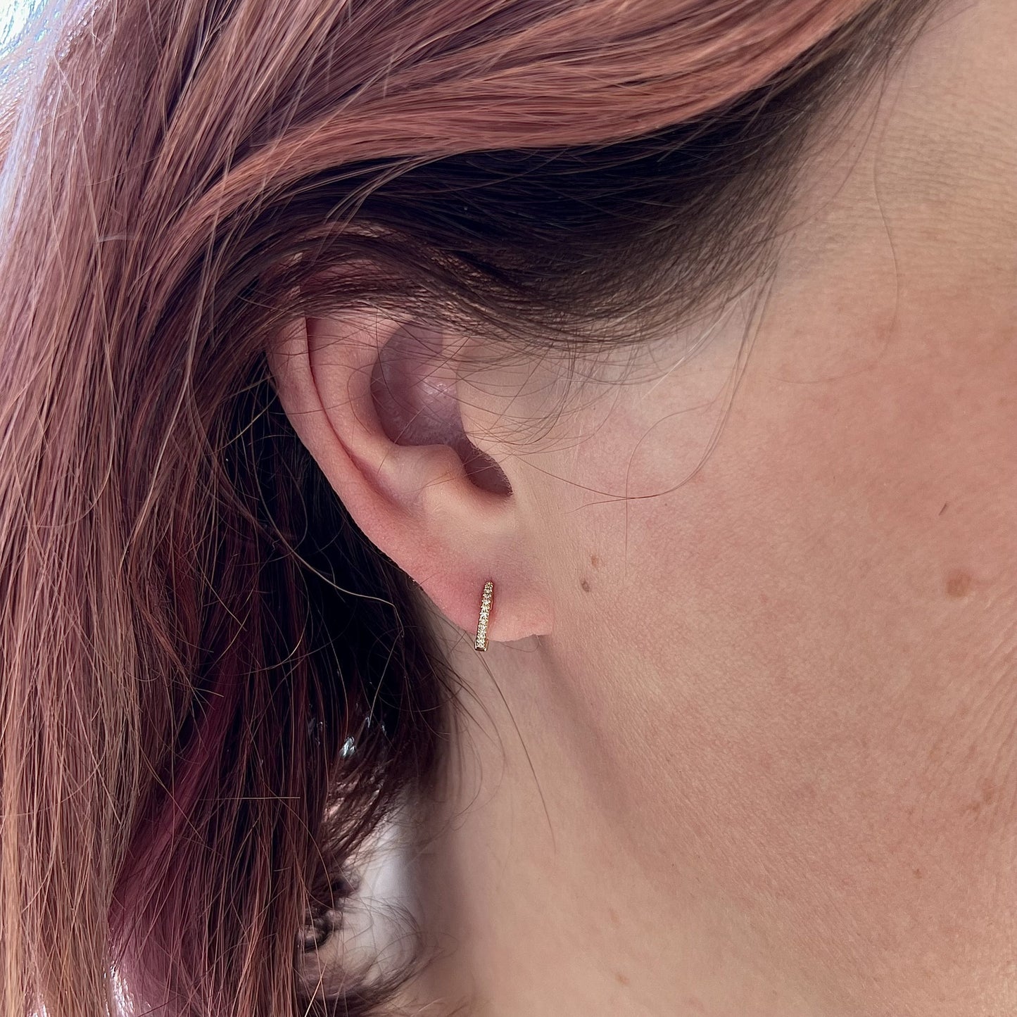 Diamond Huggie Hoop Earrings in 14k Yellow Gold