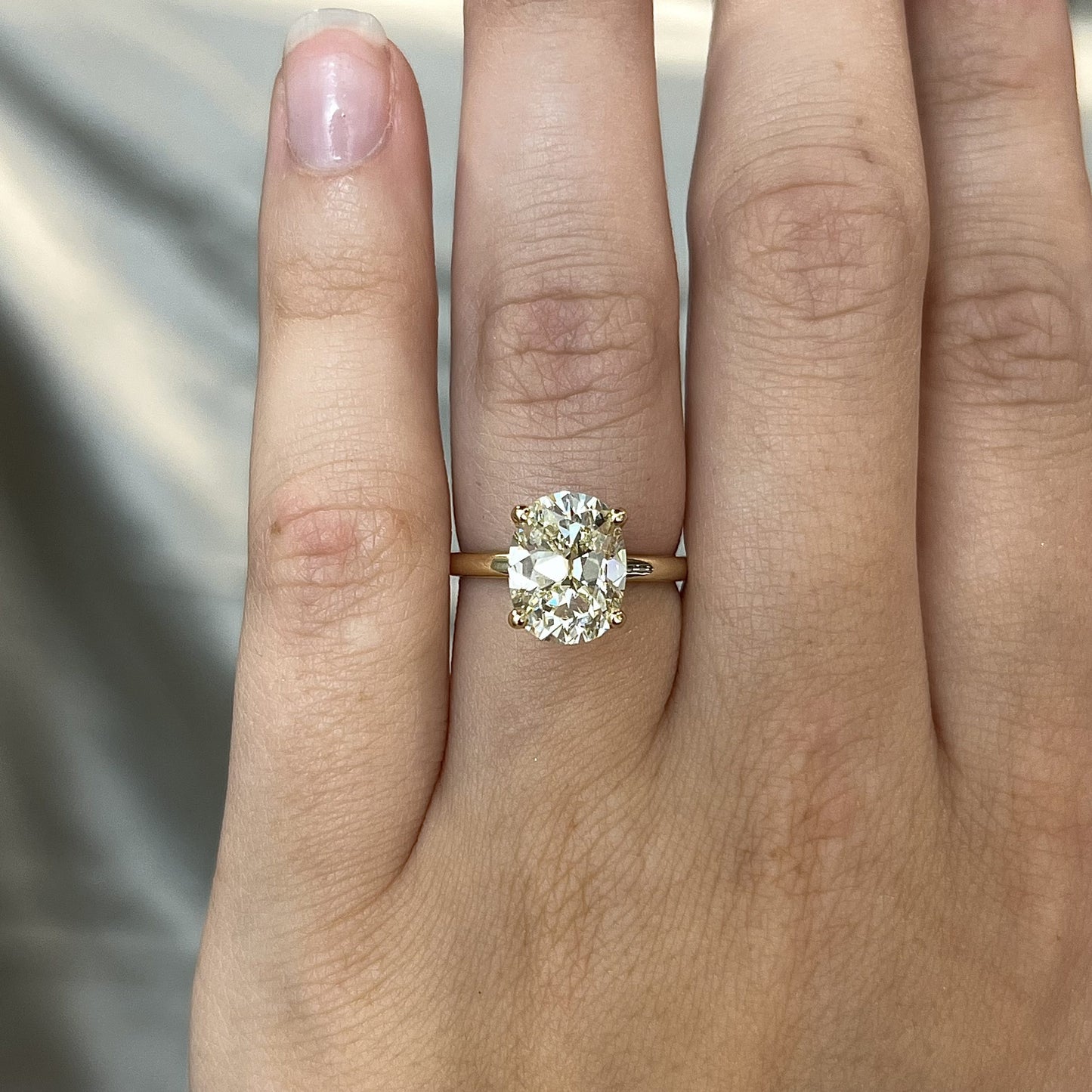 4 Carat Oval Cut Diamond Engagement Ring in 14k Yellow Gold