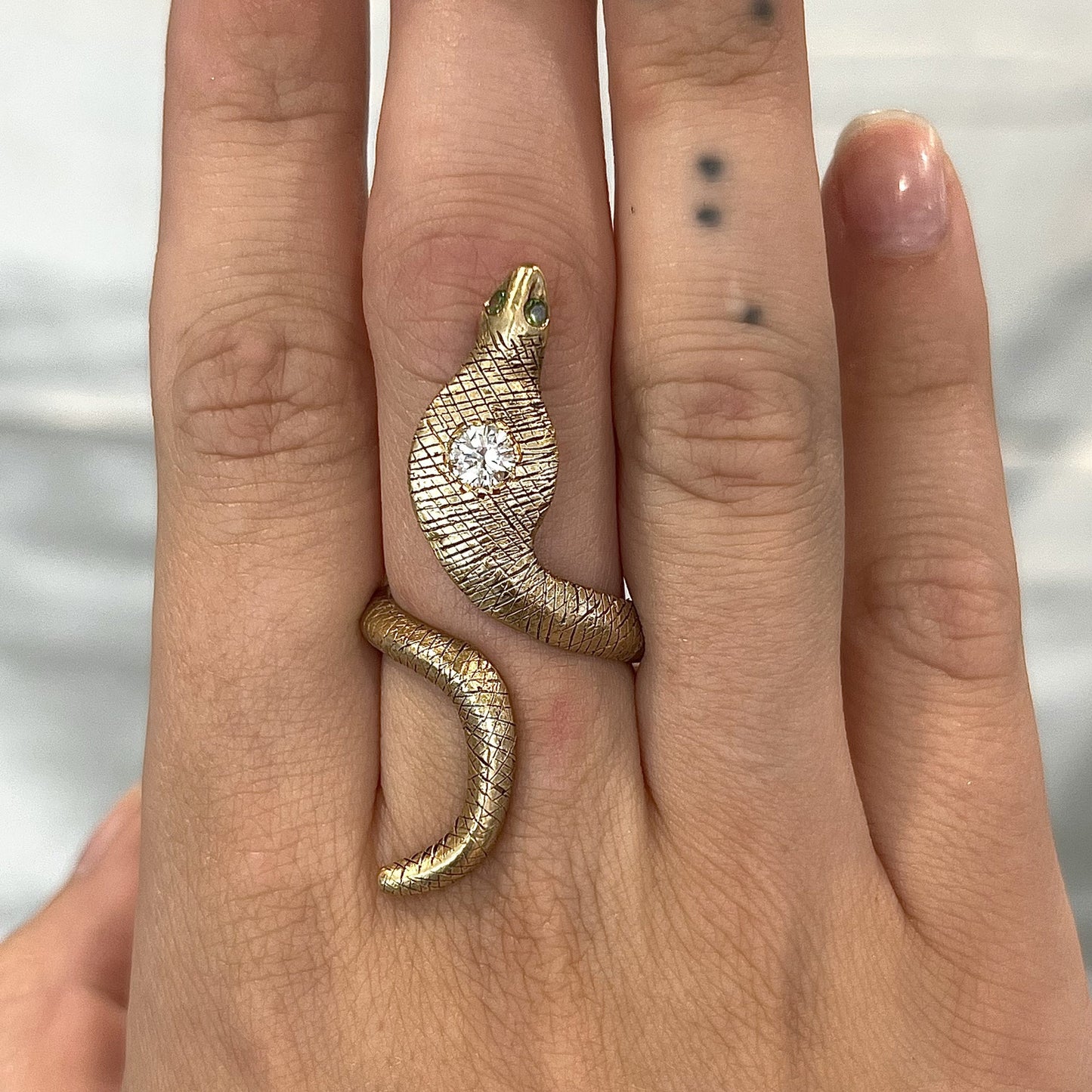 Dean Diamond Cobra Snake Ring in 14k Yellow Gold