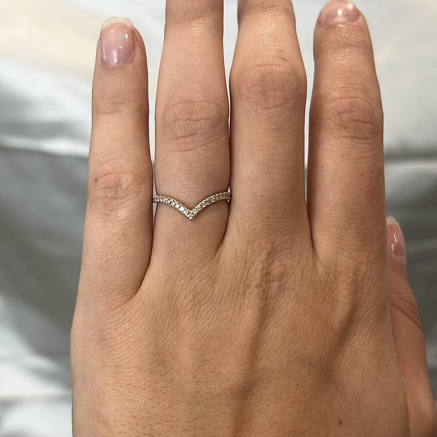 .20 Curved Diamond Wedding Band in 14k Yellow Gold