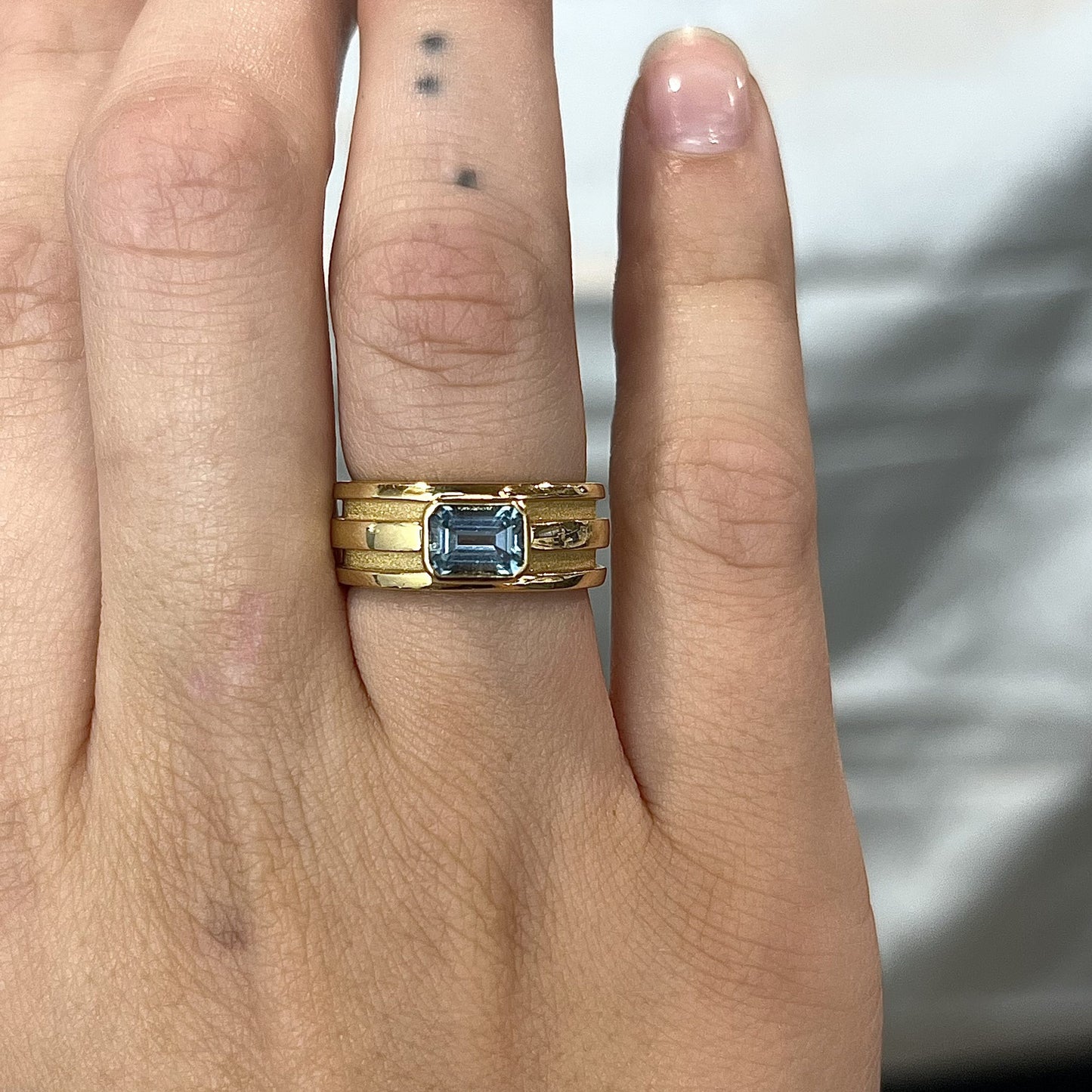 Tiffany & Co. Bezel Set Aquamarine Ring in 18k Yellow Gold