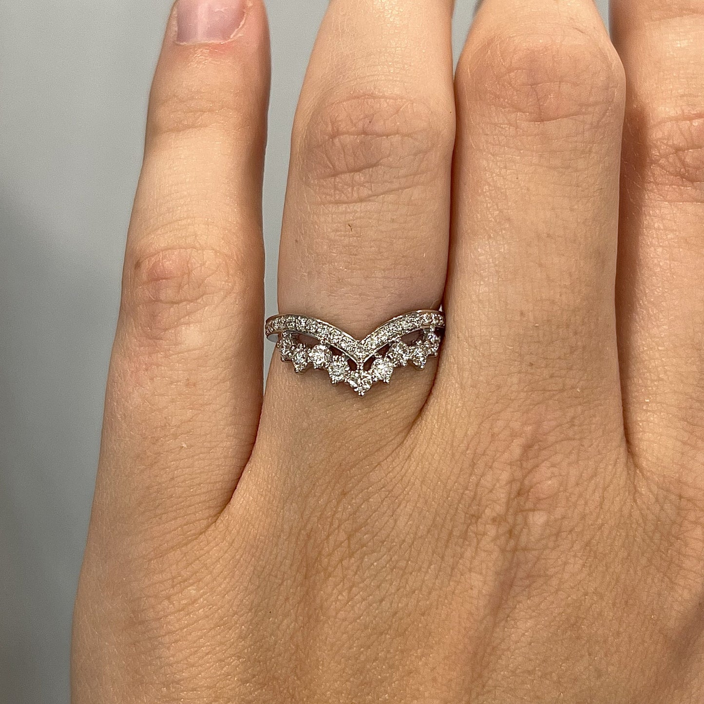 Stacked Tiara Diamond Wedding Band in 14k White Gold