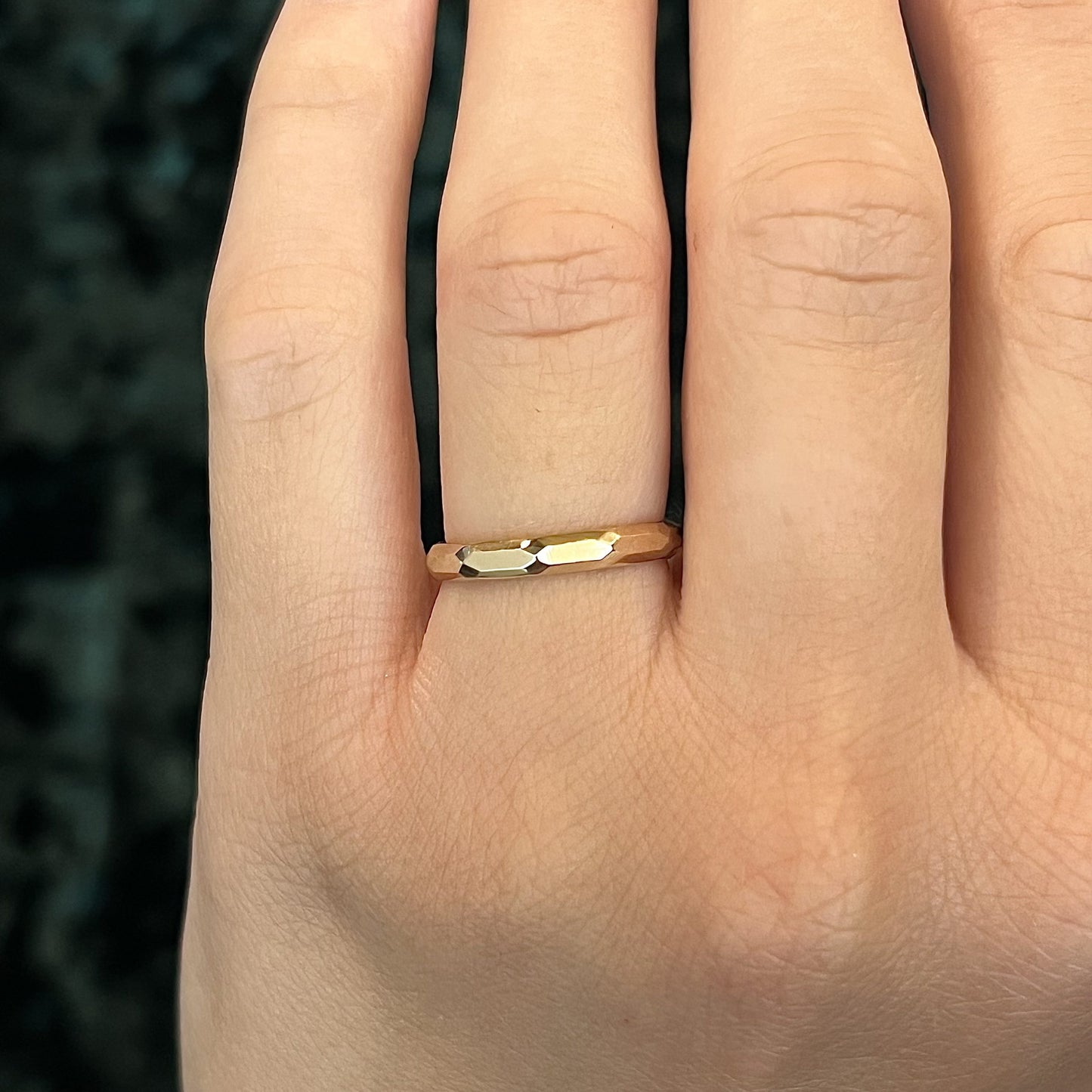 Geometric Faceted Wedding Band in 14k Yellow Gold