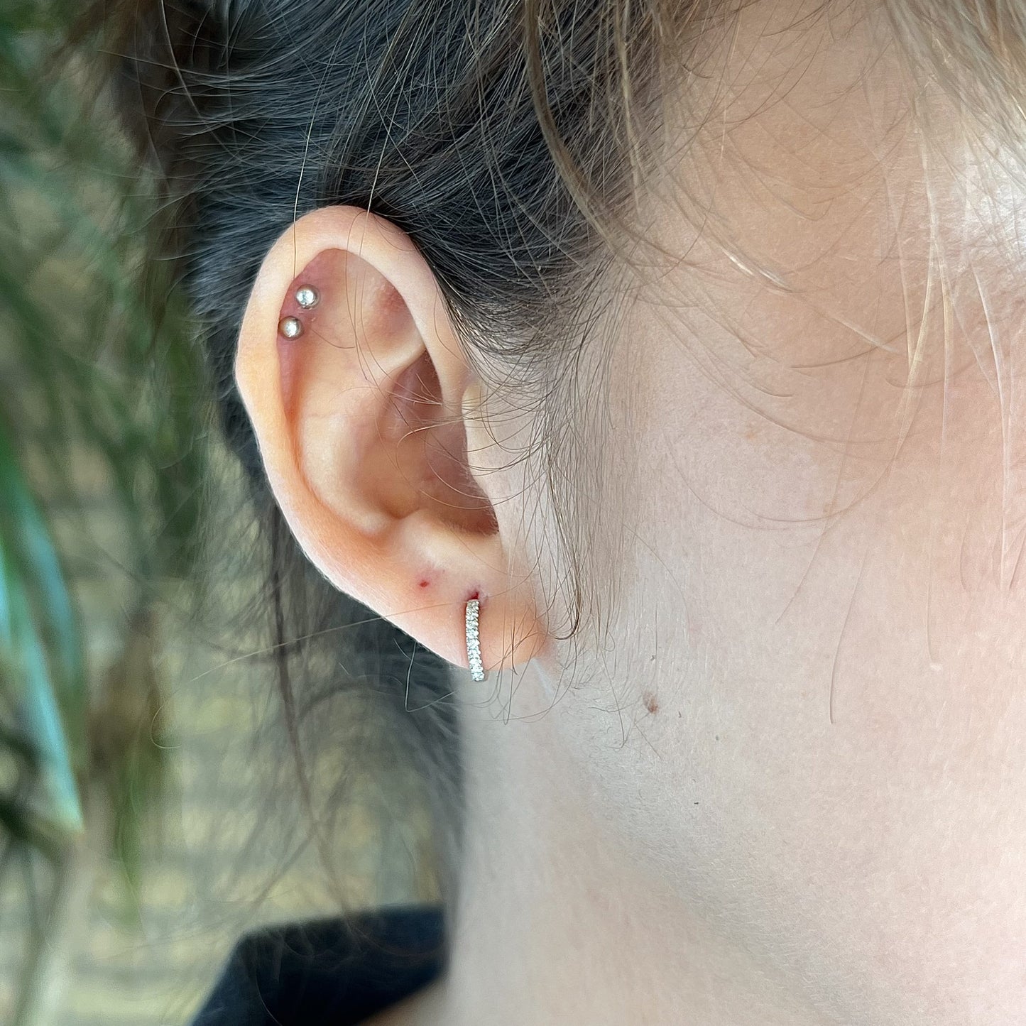 .10 Small Diamond Hoop Earrings in 14k White Gold