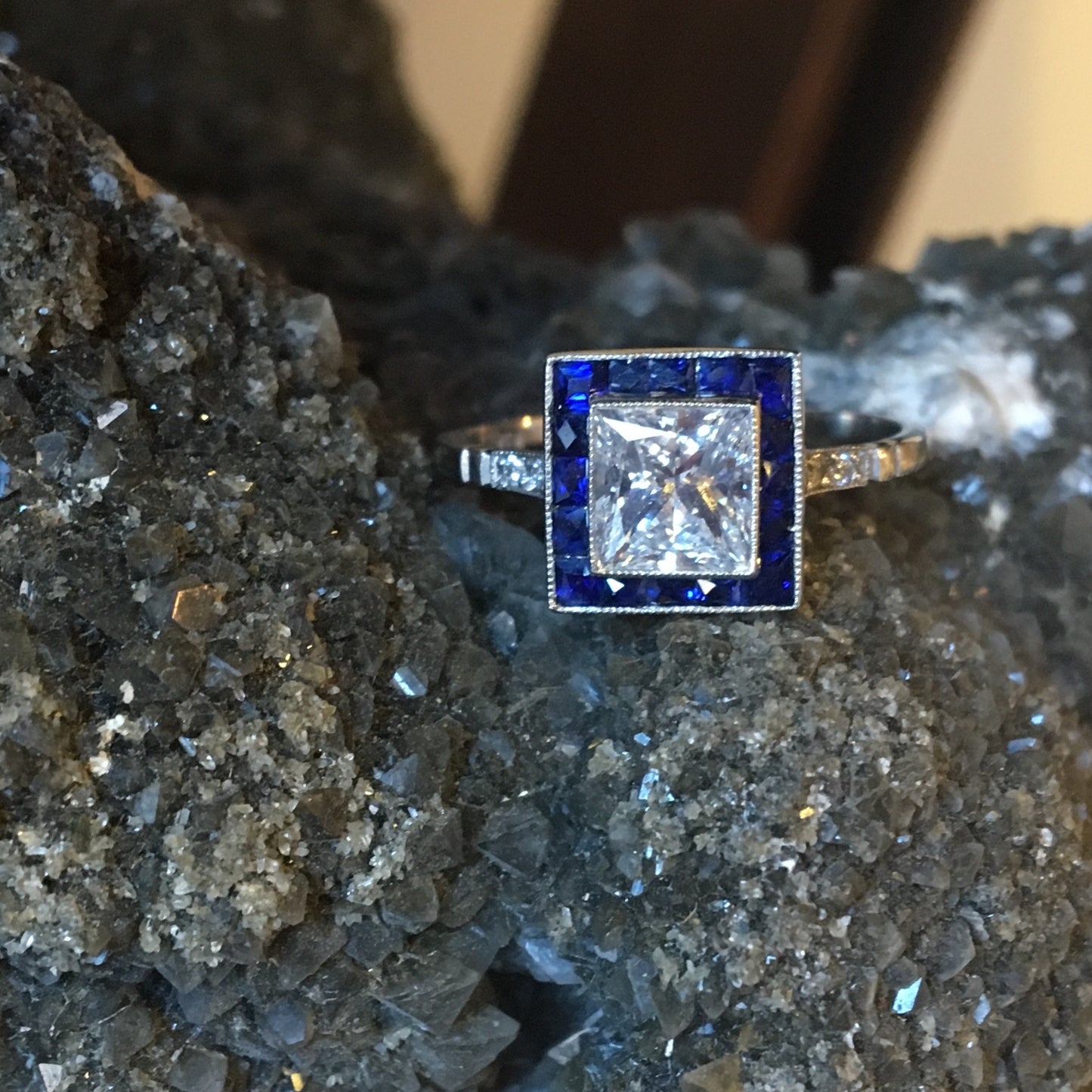 Engagement Ring Modern 1.02 Princess Cut Diamond in Platinum