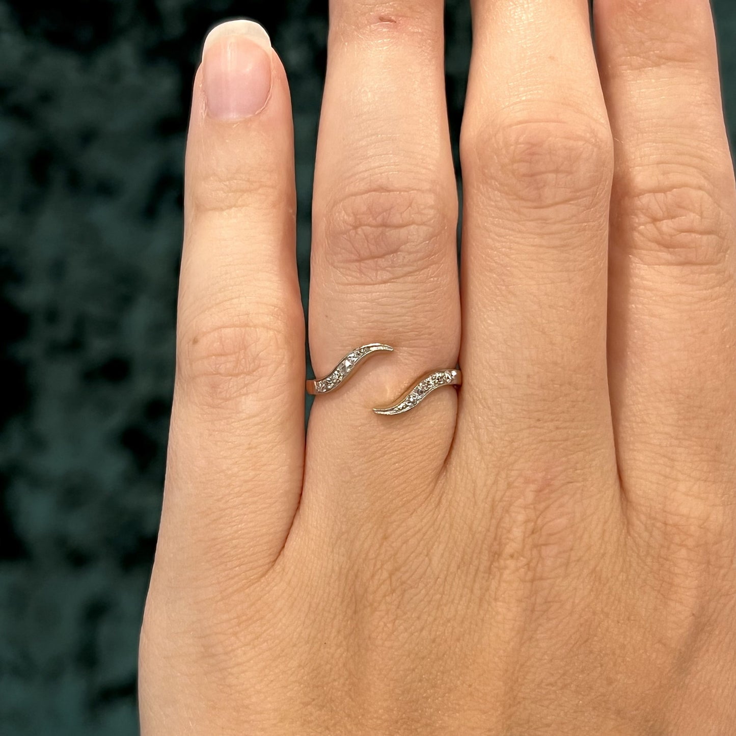 Victorian Open Diamond Ring in 14k Yellow & White Gold