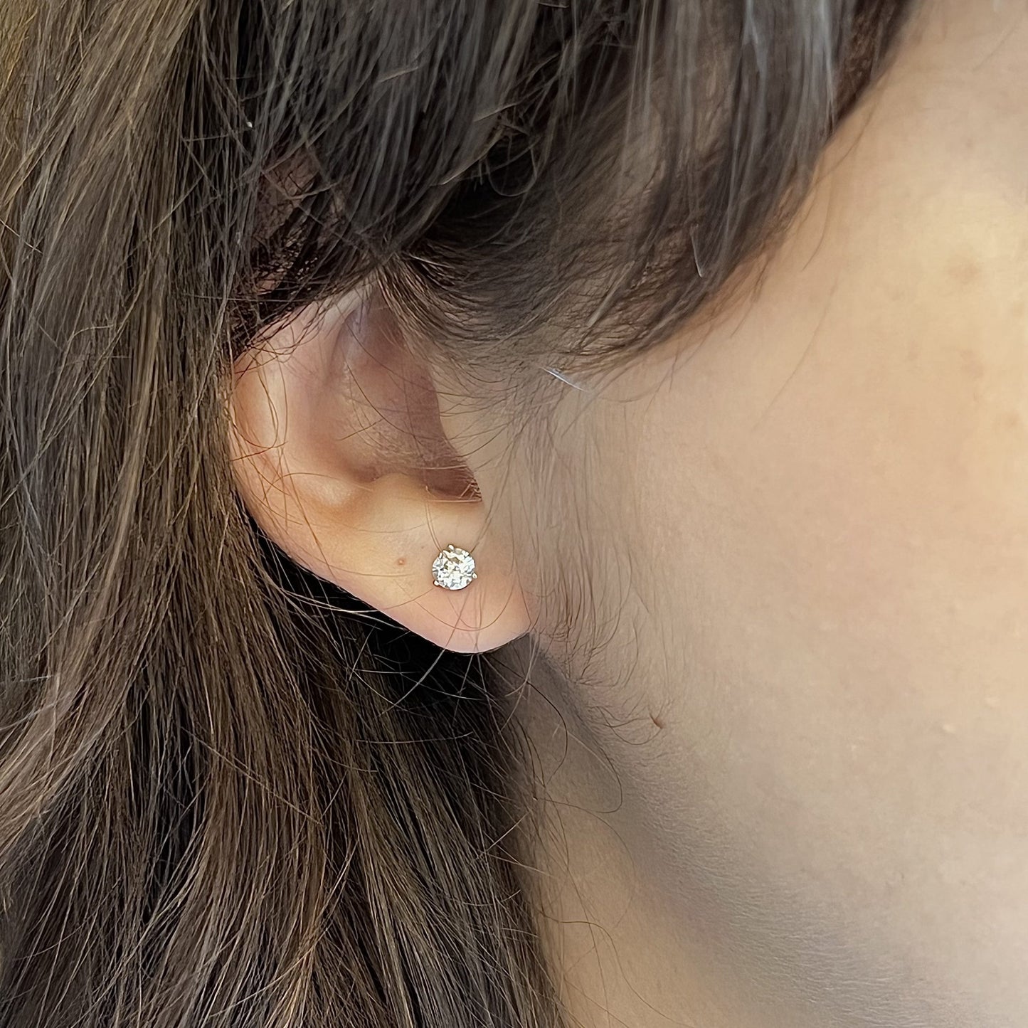 Everyday Martini Basket Diamond Stud Earrings in 14k White Gold