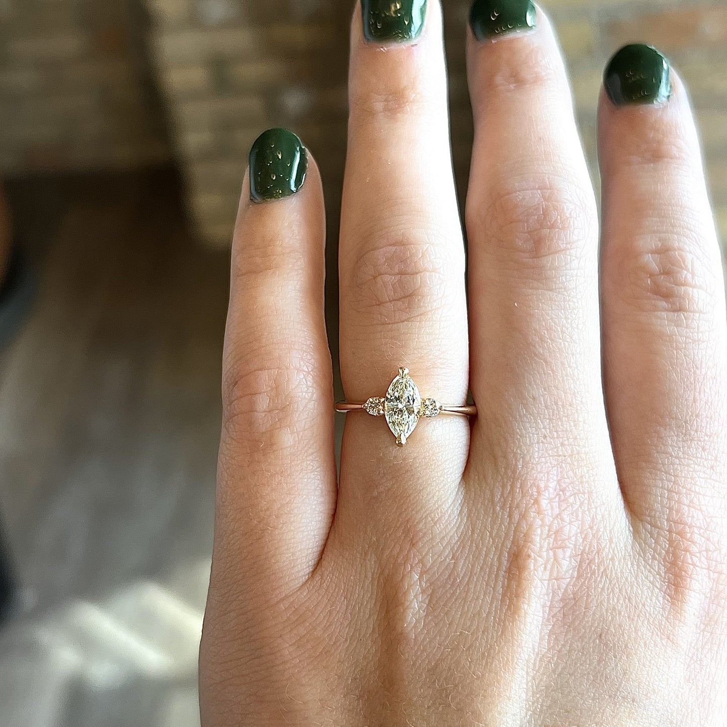 .68 Marquise Cut Diamond Engagement Ring in 14k Yellow Gold