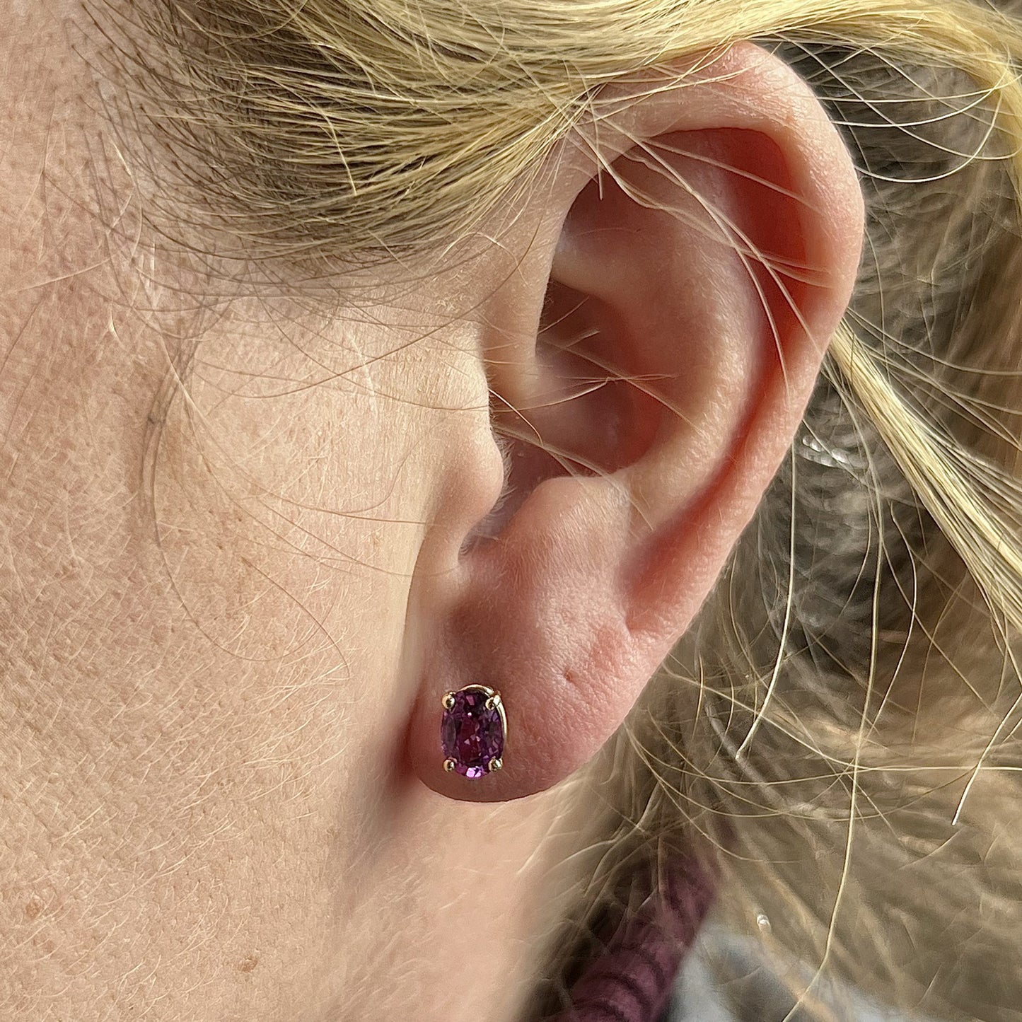 Classic Oval Cut Pink Tourmaline Earrings in 14k Yellow Gold