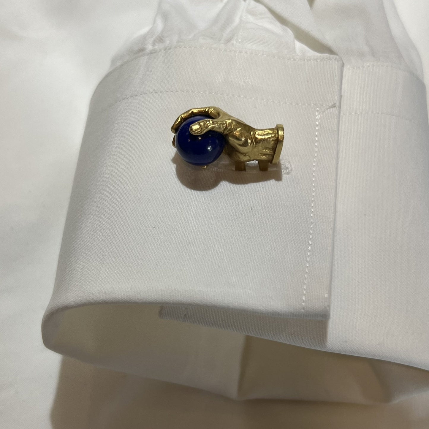 Rick Cameron Lapis Lazuli Hand Cufflinks in 18k Yellow Gold