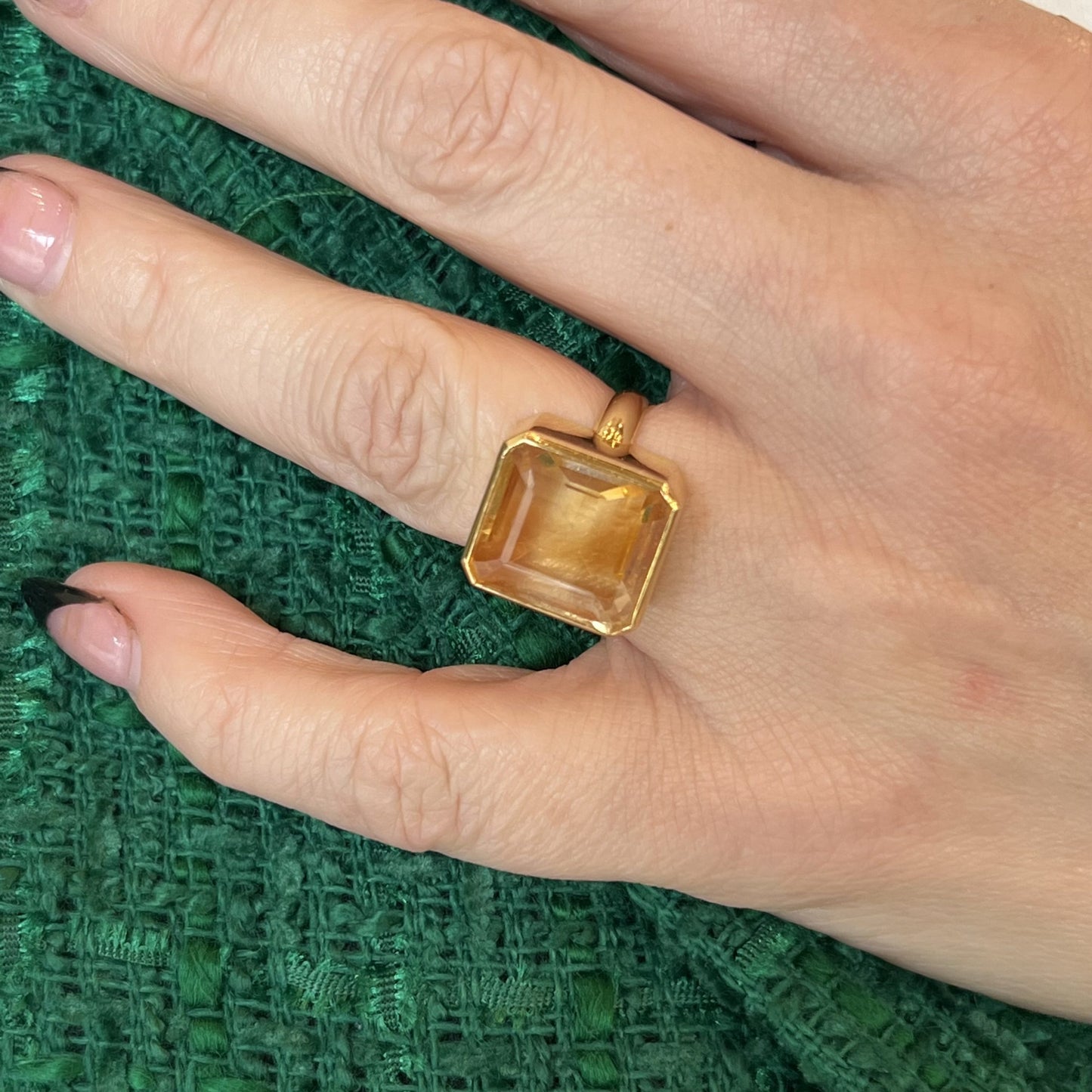 Bezel Set Citrine Cocktail Ring in 20k Yellow Gold