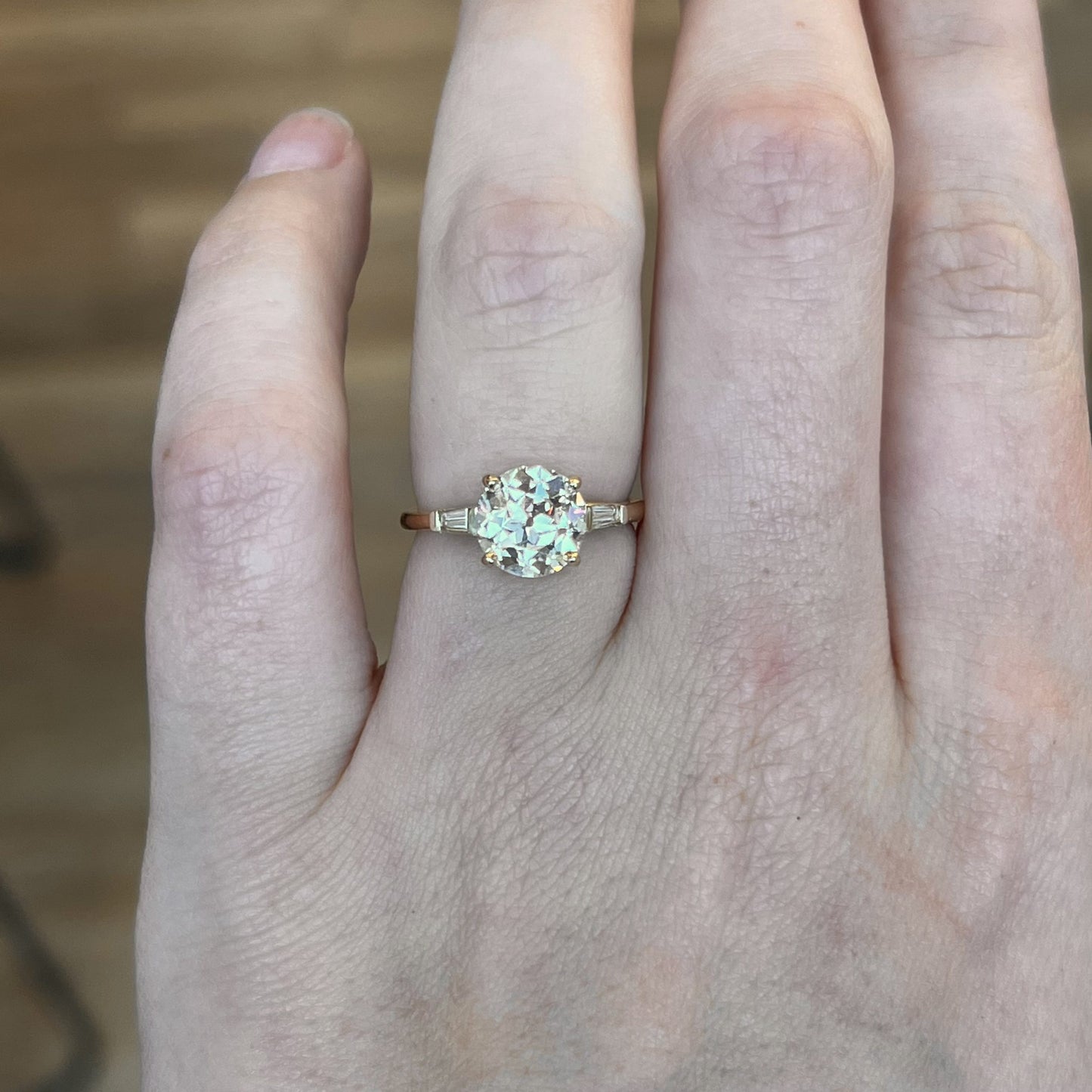 2.04 Old European Cut Diamond Engagement Ring in 14k Gold