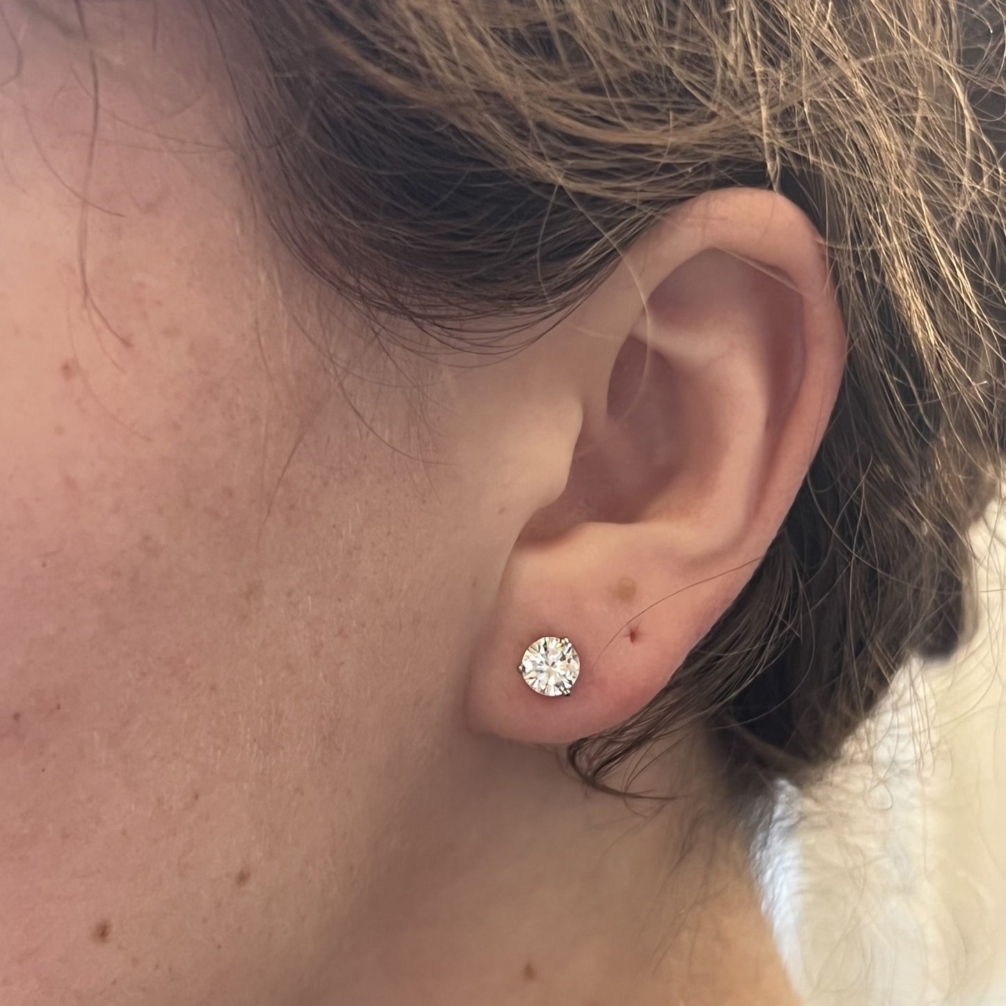 1.57 Martini Basket Diamond Stud Earrings in 14k White Gold