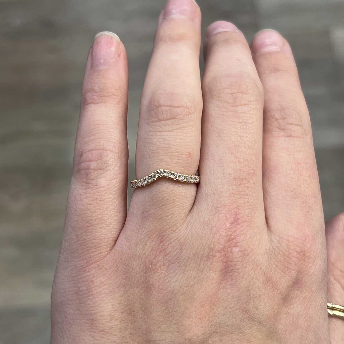 .29 V Shaped Diamond Wedding Band in 14k Rose Gold