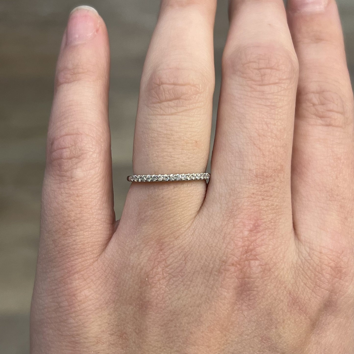 .10 Thin Diamond Wedding Band in 14k White Gold