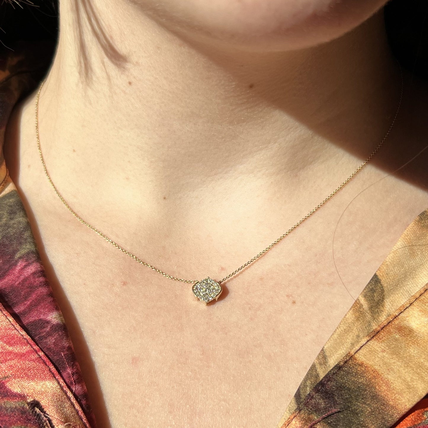 Pave Diamond Arabesque Pendant Necklace in 14k Yellow Gold