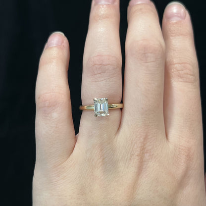 1.86 Solitaire Emerald Cut Diamond Engagement Ring in 14k Gold