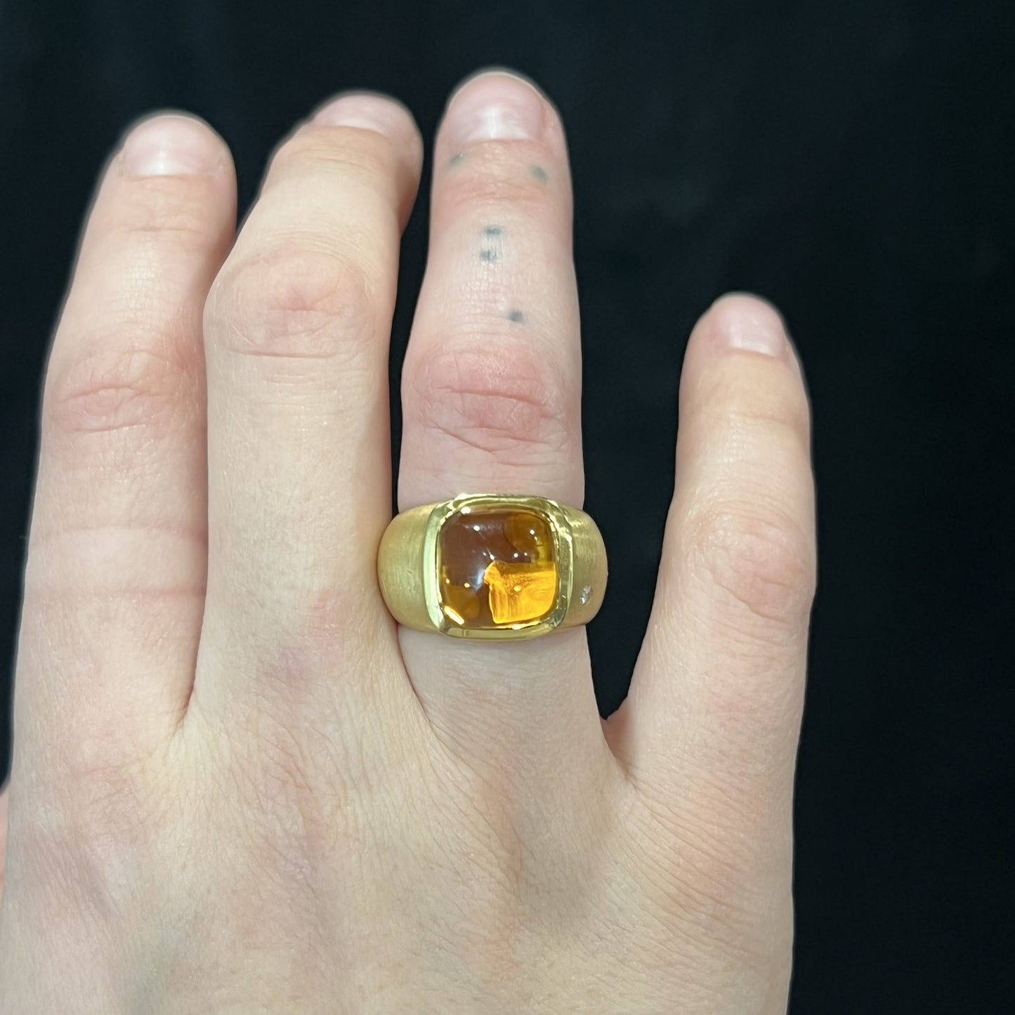 H. Stern Cabochon Cut Citrine Cocktail Ring in 18k Yellow Gold