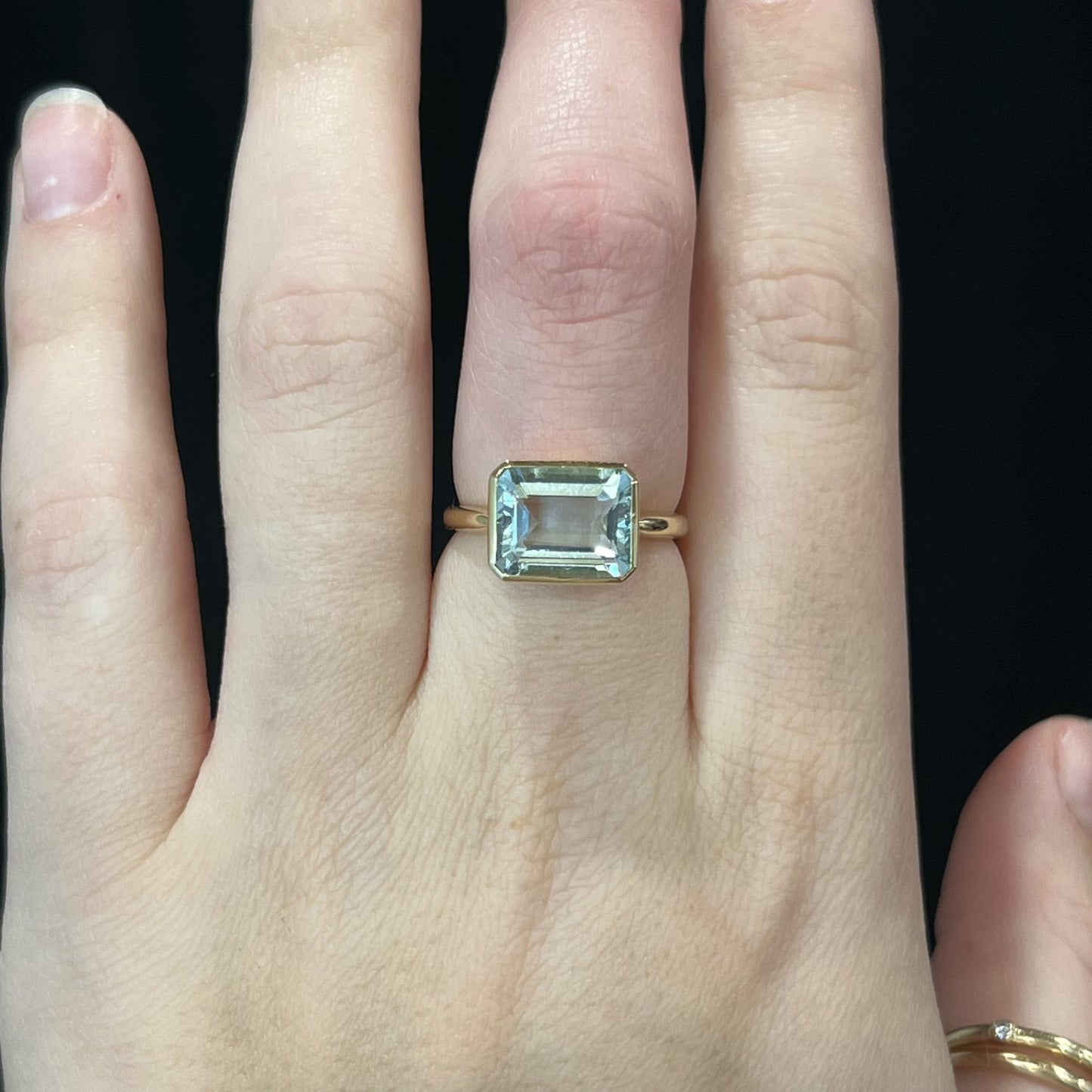 Classic Bezel Set Aquamarine Cocktail Ring in 14k Yellow Gold