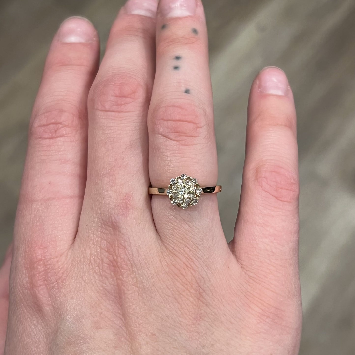 .50 Modern Round Diamond Cluster Engagement Ring in 14k Gold