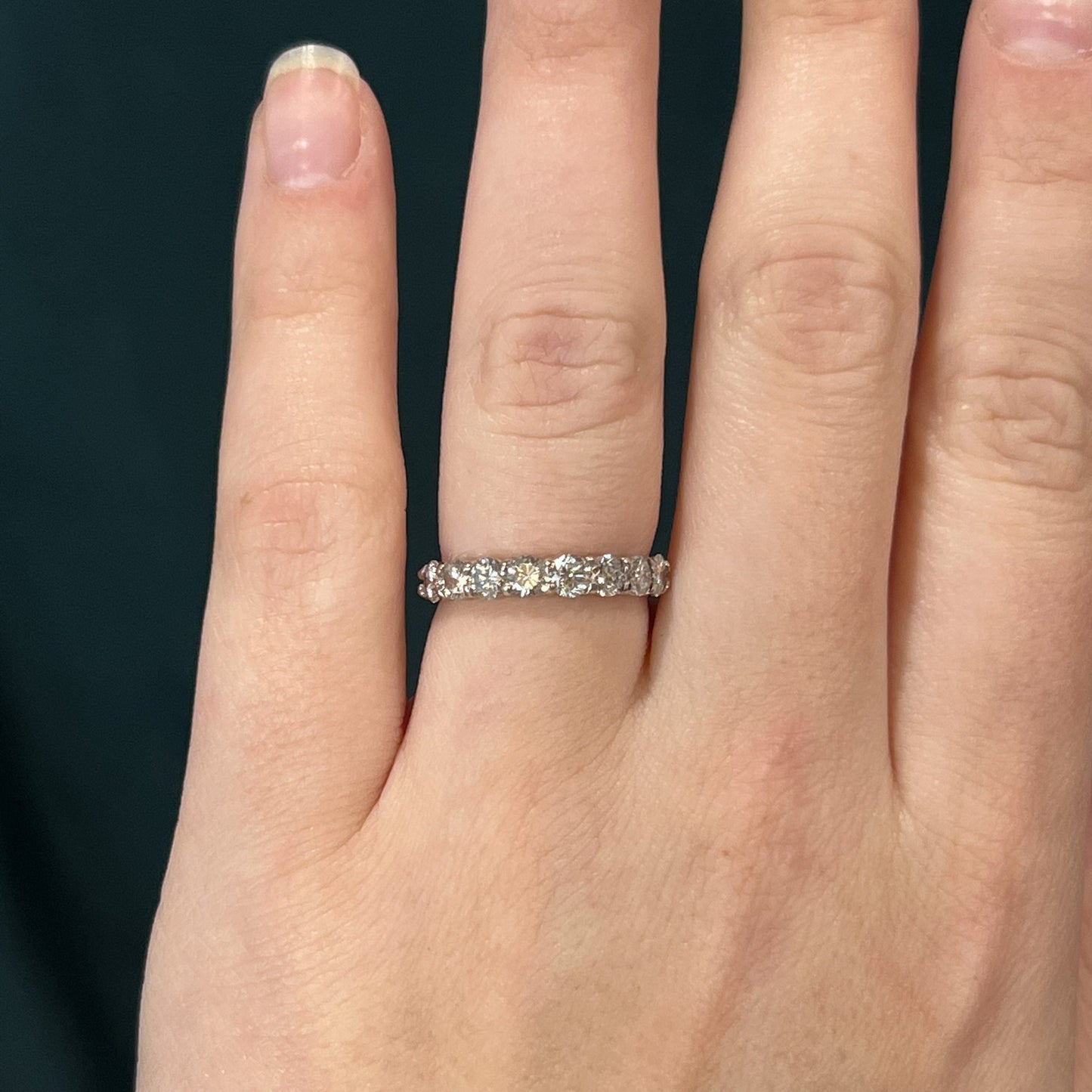 1.35 Round Brilliant Cut Diamond Wedding Band in 14k White Gold