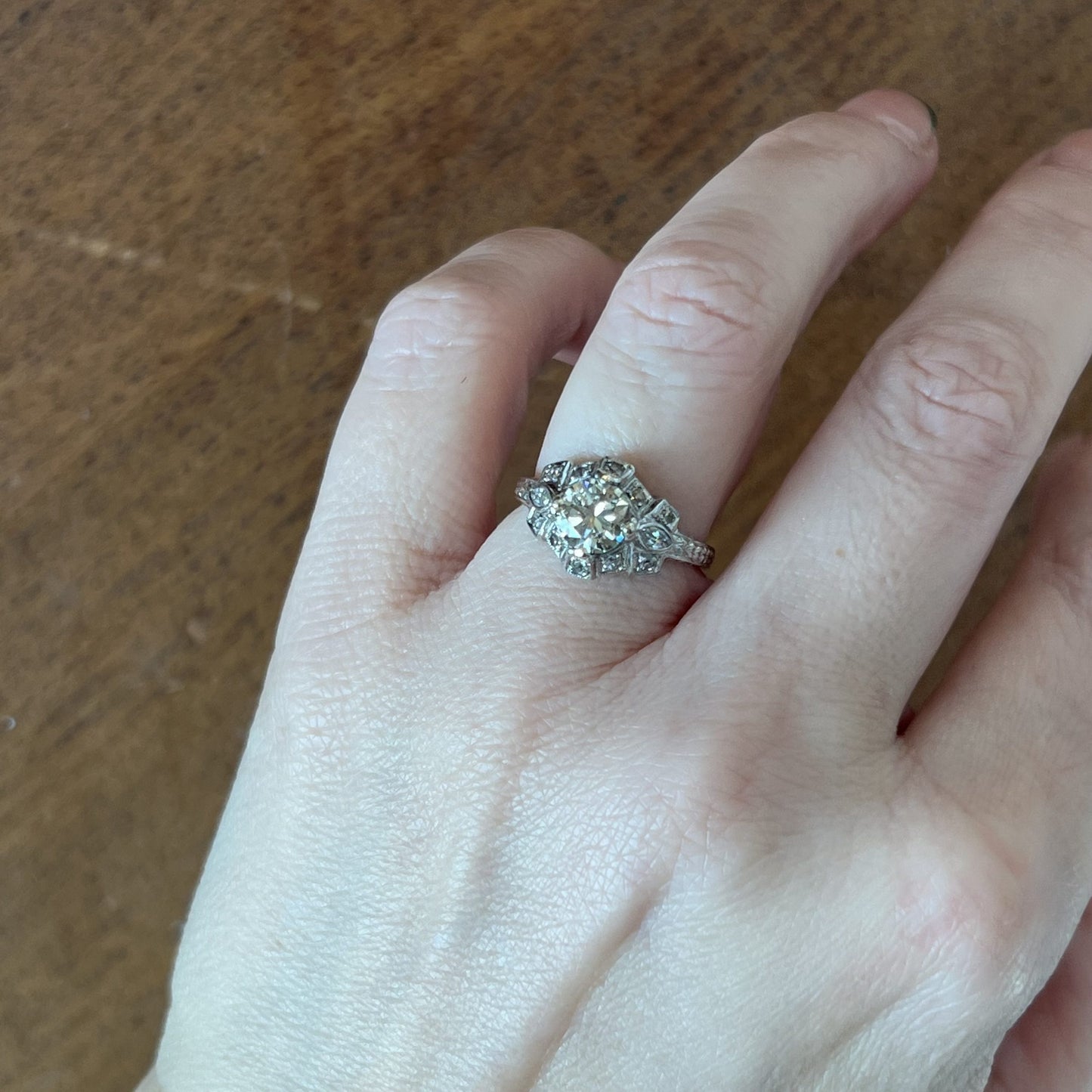 Unique Antique Art Deco Diamond Engagement Ring in Platinum