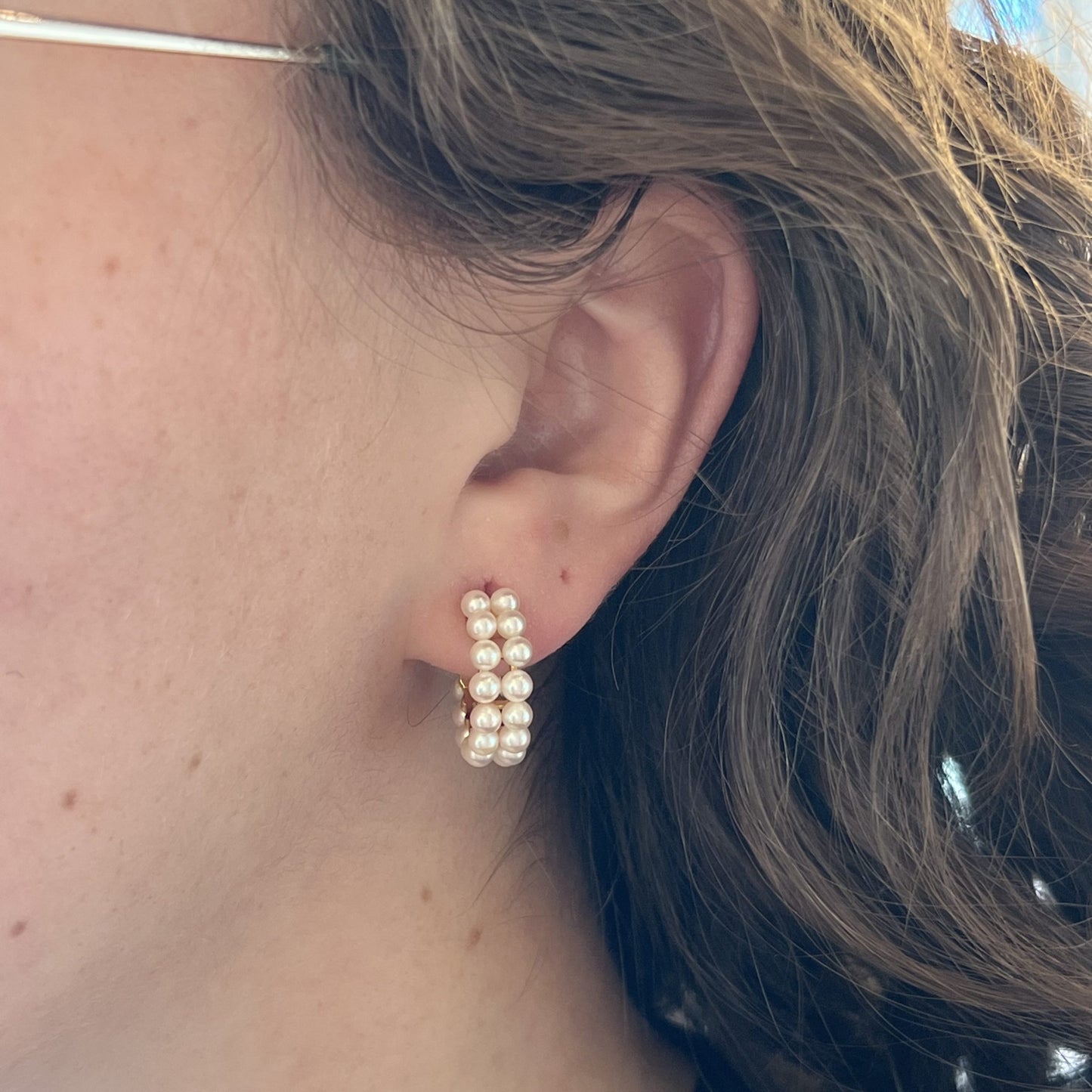 Mikimoto Pearl Hoop Earrings in 14k Yellow Gold