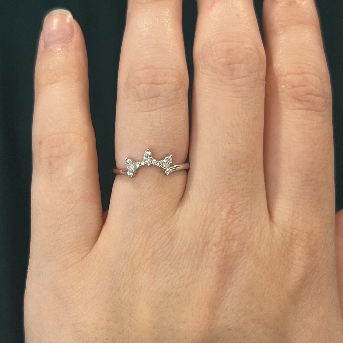 Marquise Cut Diamond Tiara Wedding Band in 14k White Gold