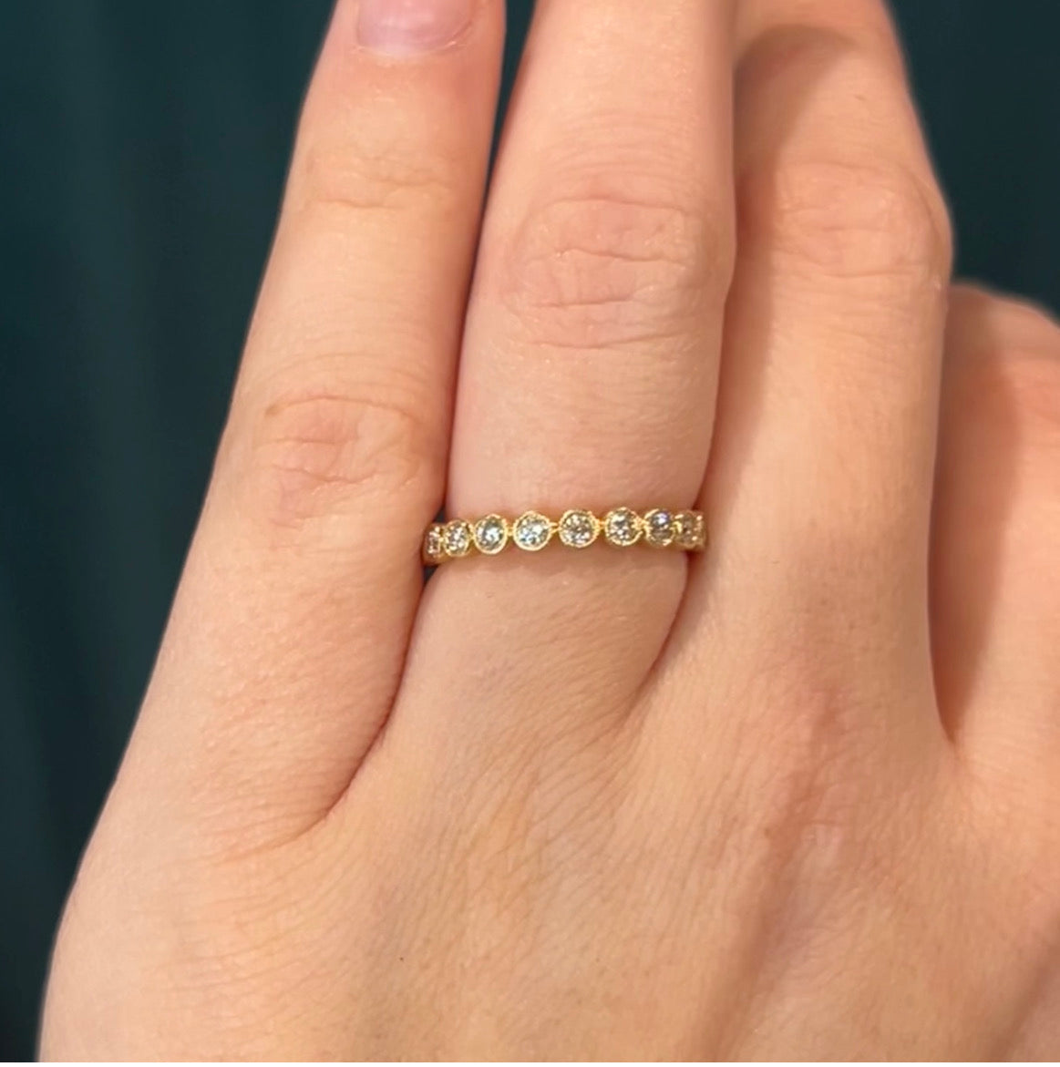 Half Eternity Bezel Set Diamond Band in 14k Yellow Gold