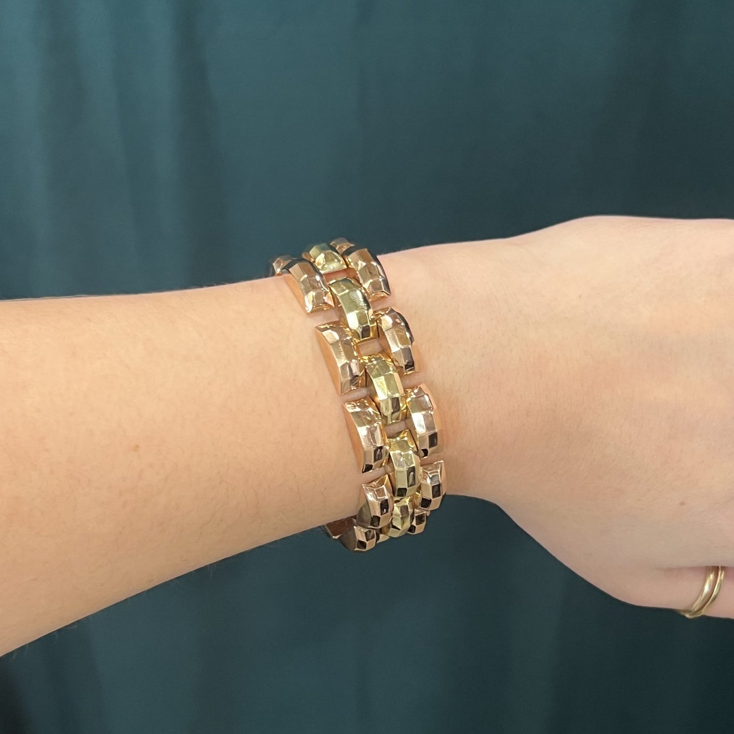 Retro Link Bracelet in 18k Rose & Yellow Gold
