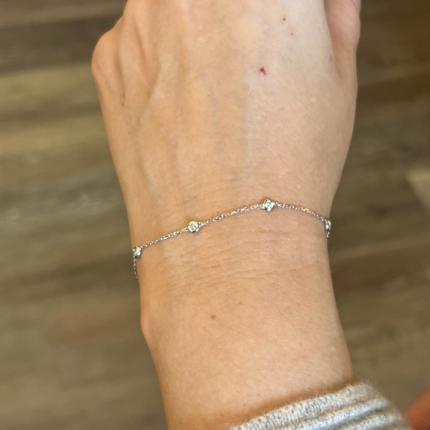 .20 Everyday Bezel Set Diamond Chain Bracelet in 14k White Gold