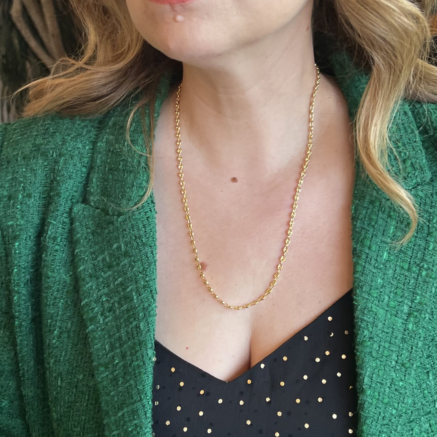 22 Inch Puffy Mariner Chain Necklace in 14k Yellow Gold