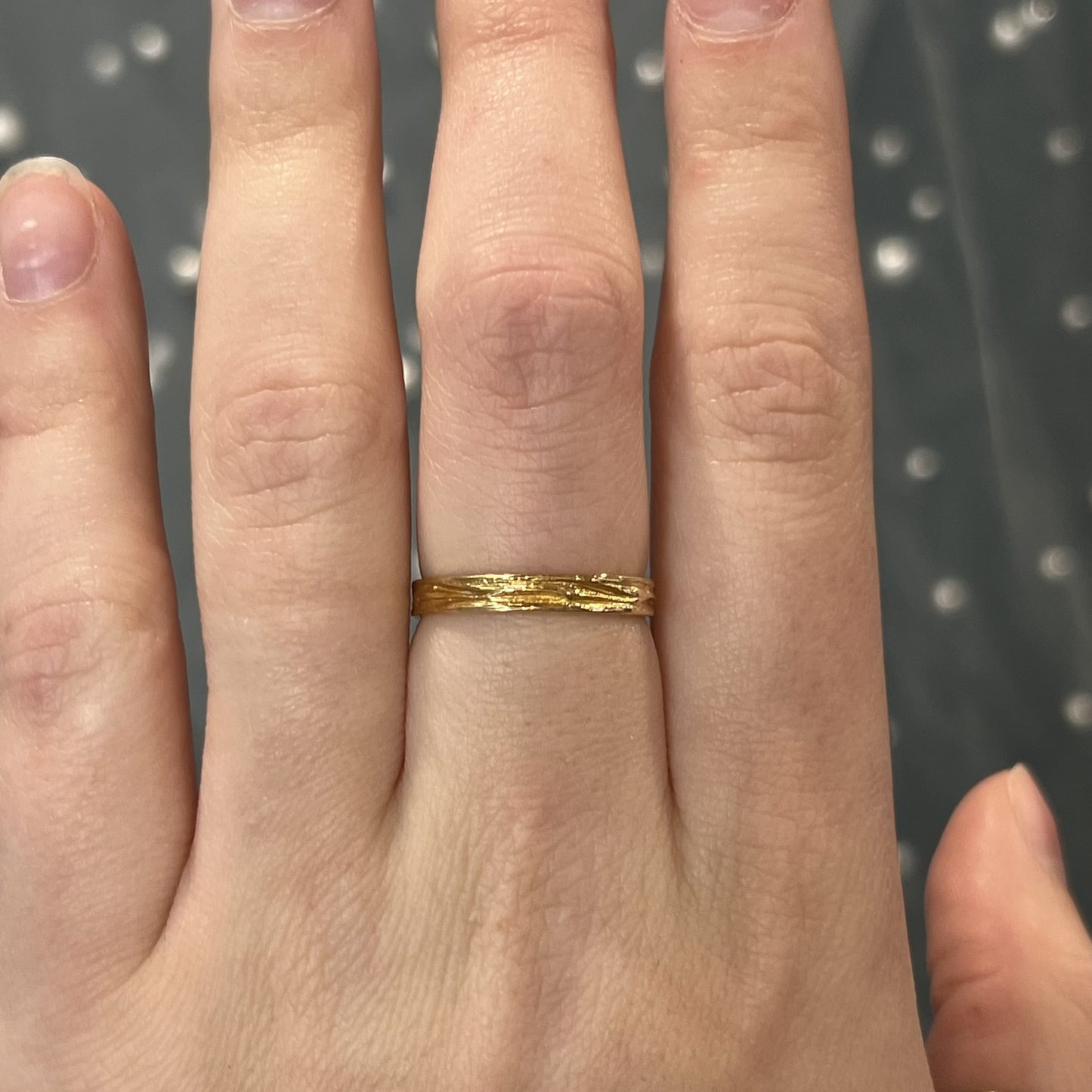 Men's 1980's Textured Wedding Band in 18k Yellow Gold