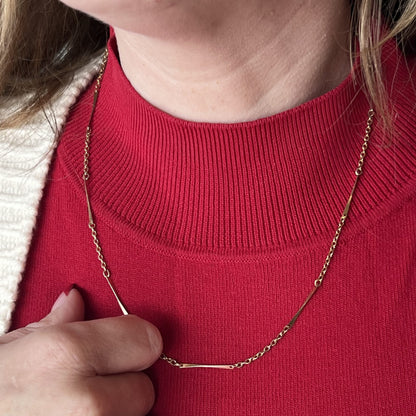 20 Inch Mid-Century Bar Chain Necklace in 14k Yellow Gold