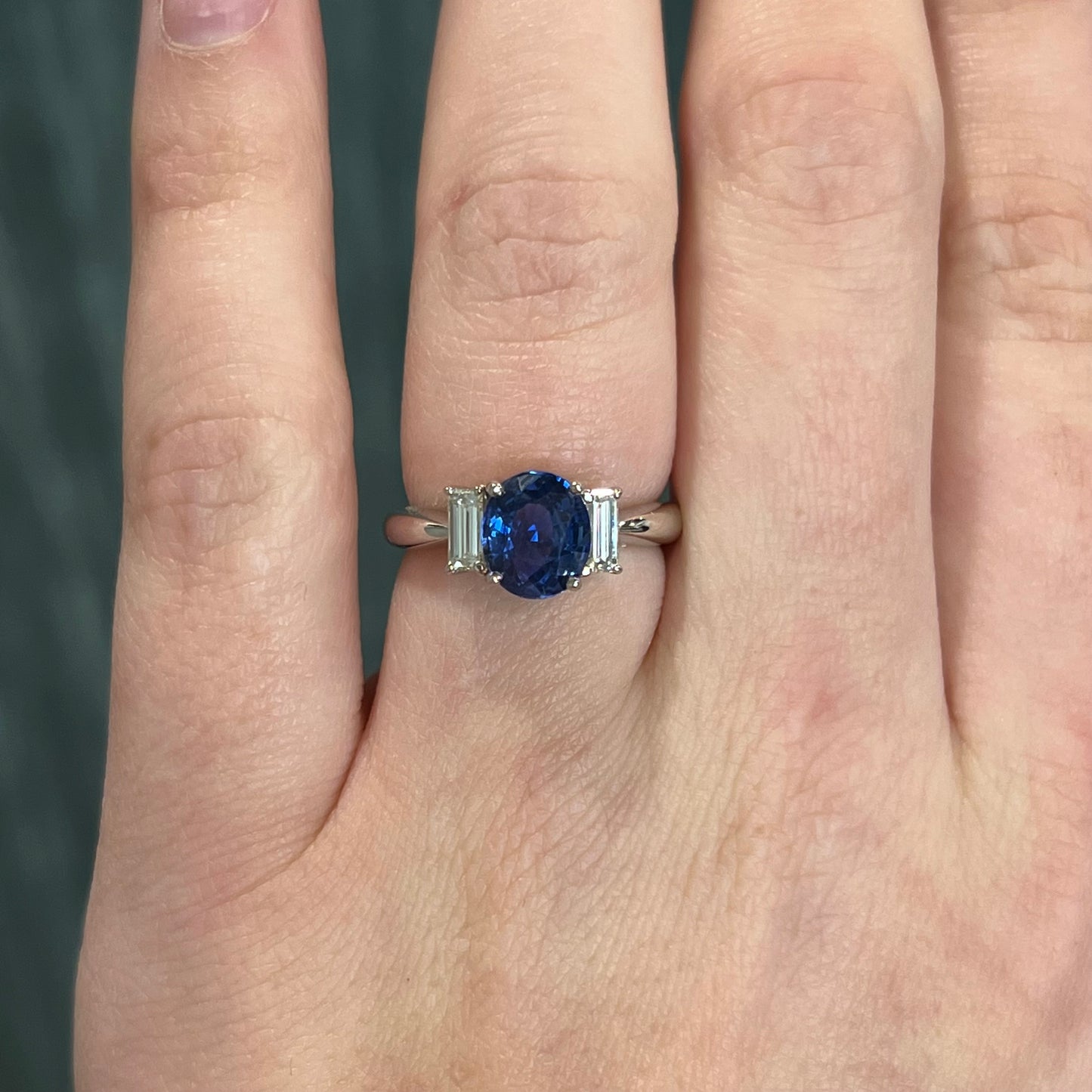 2.59 No Heat Sapphire & Diamond Engagement Ring in Platinum