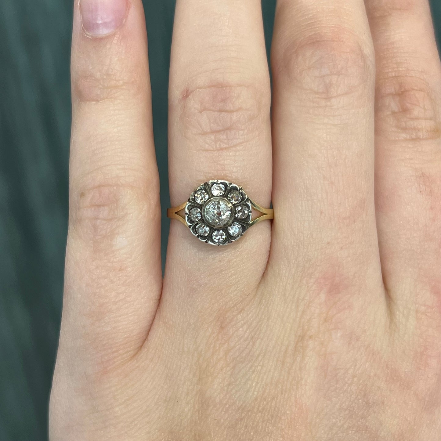 .83 Carat Victorian Diamond Cluster Engagement Ring in 18k