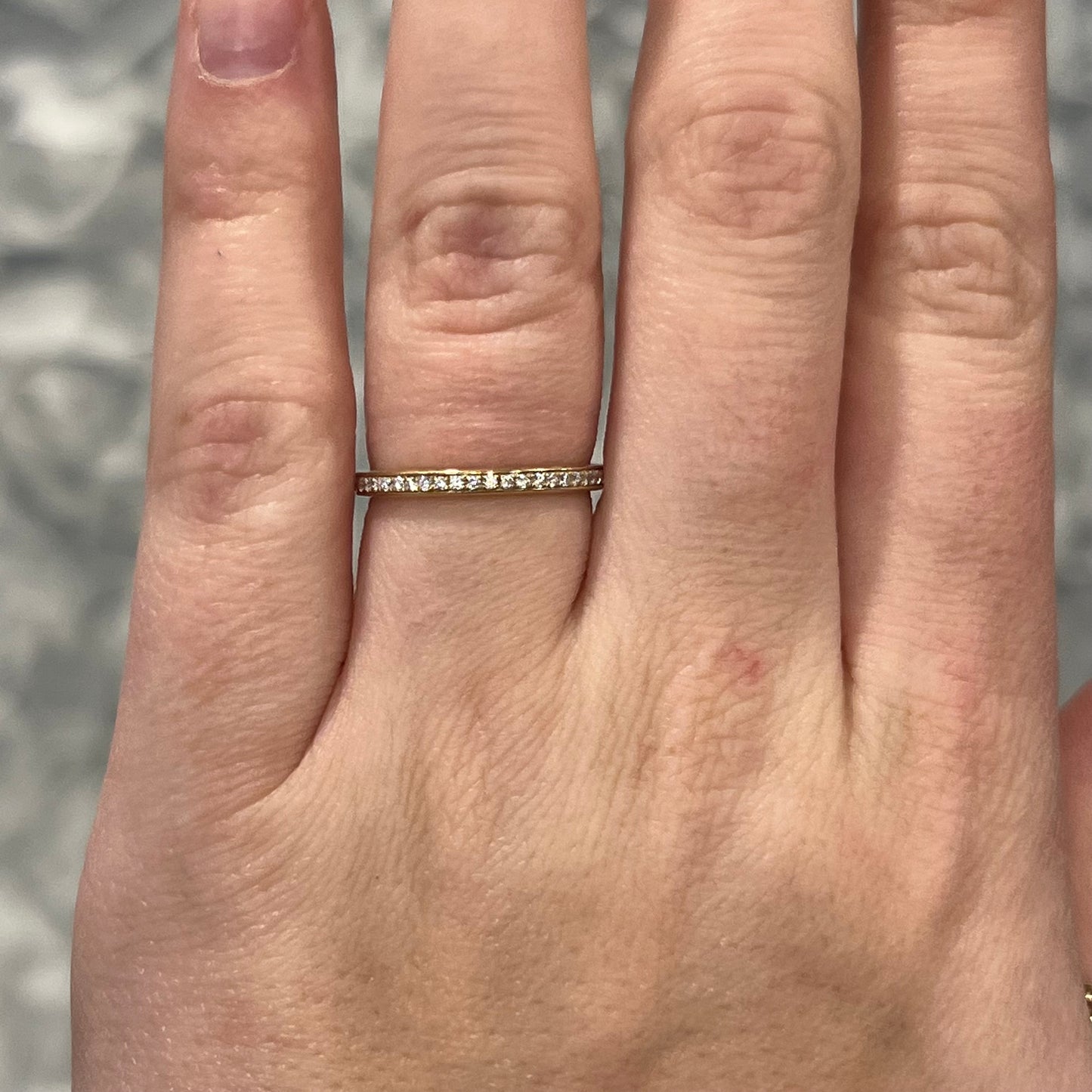 .17 Thin Channel Set Diamond Wedding Band in 14k Yellow Gold