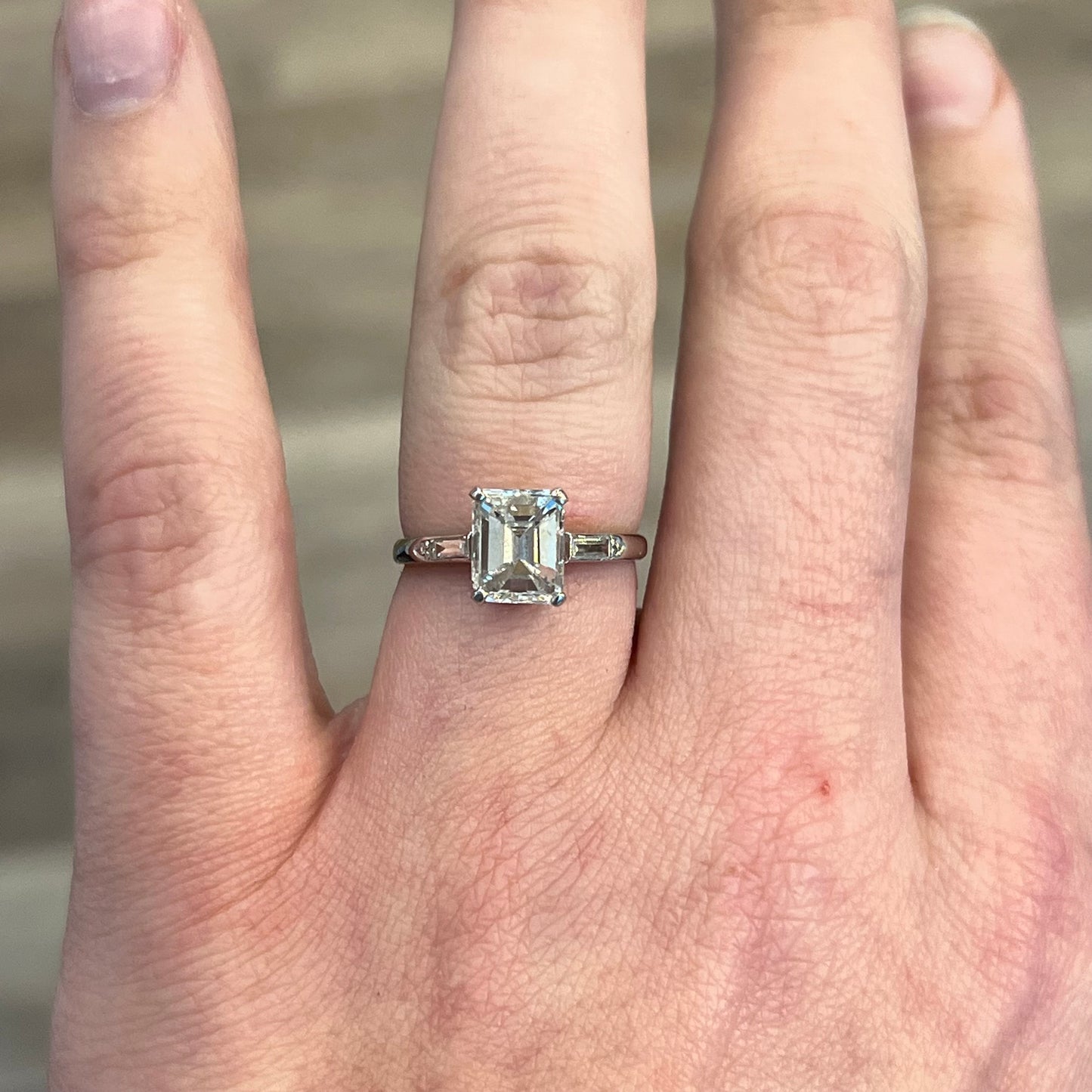 1.82 Emerald Cut Diamond Engagement Ring in Platinum