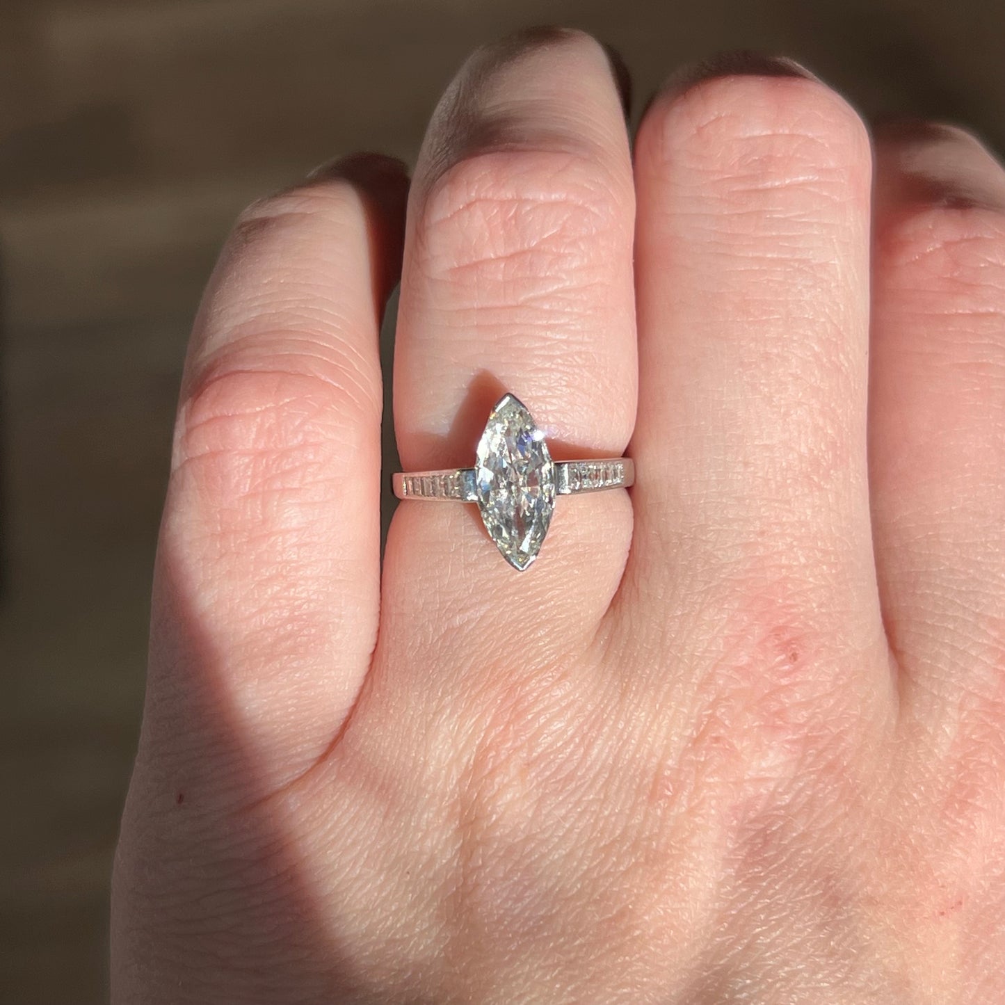 1.25 Marquise Cut Diamond Engagement Ring in Platinum