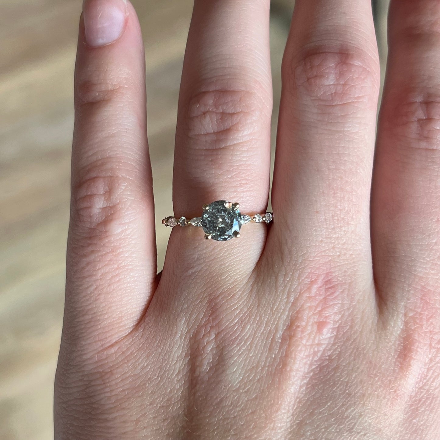 1.65 Salt & Pepper Diamond Engagement Ring in 14k Yellow Gold