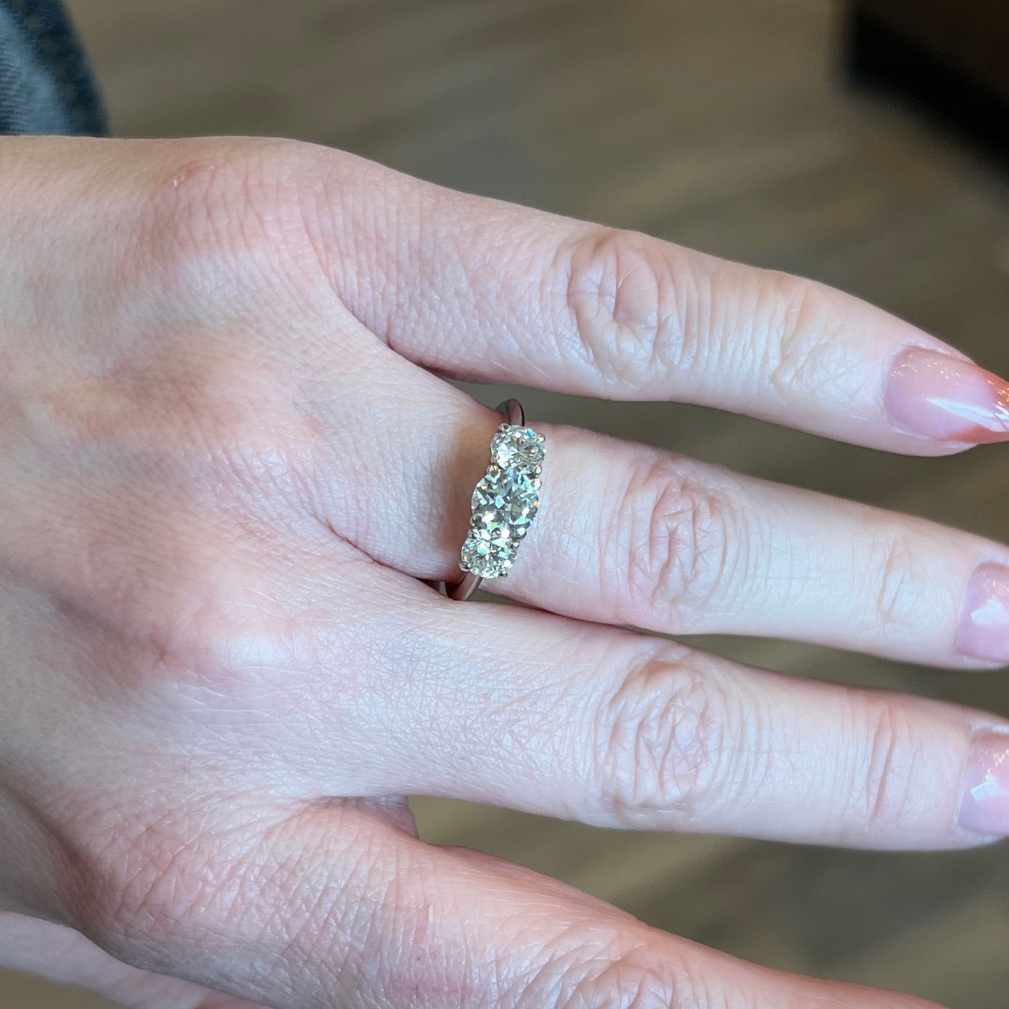 .82 Three Stone Diamond Engagement Ring in Platinum