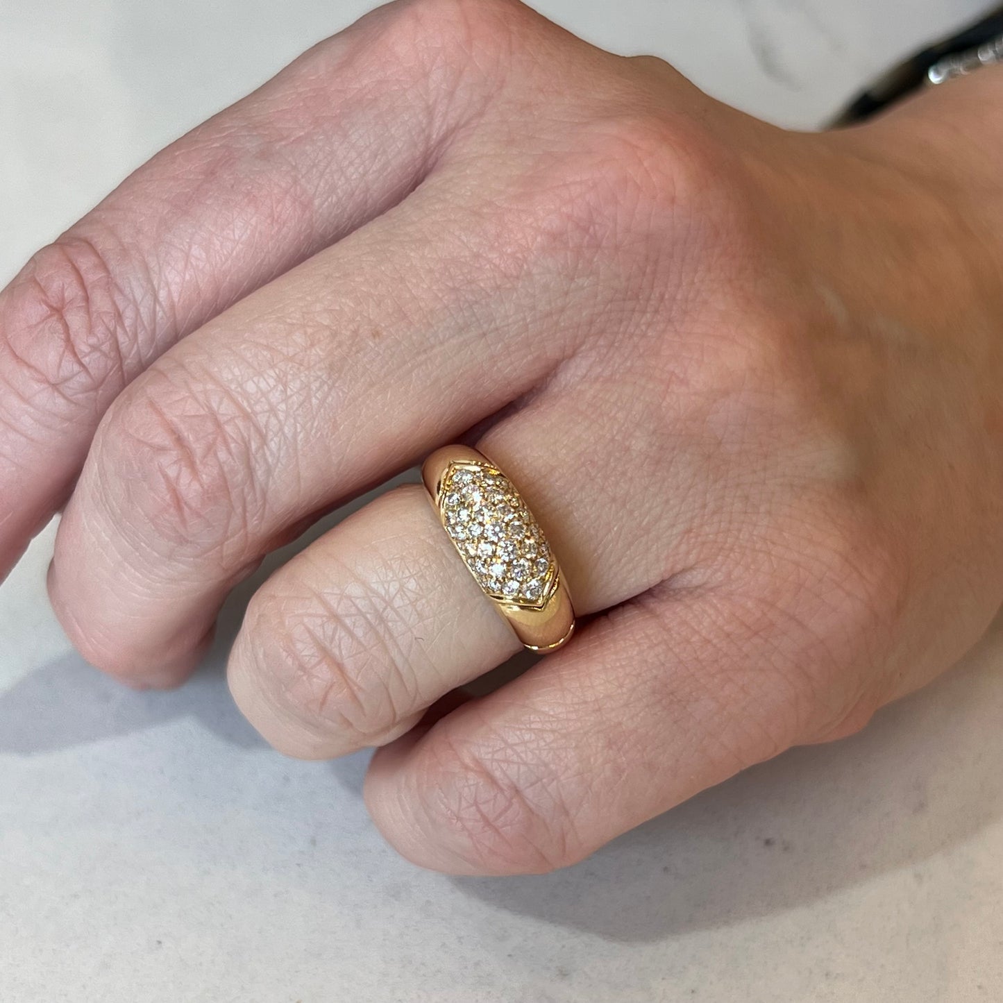 Bulgari Tronchetto Pave Diamond Ring in 18k Yellow Gold
