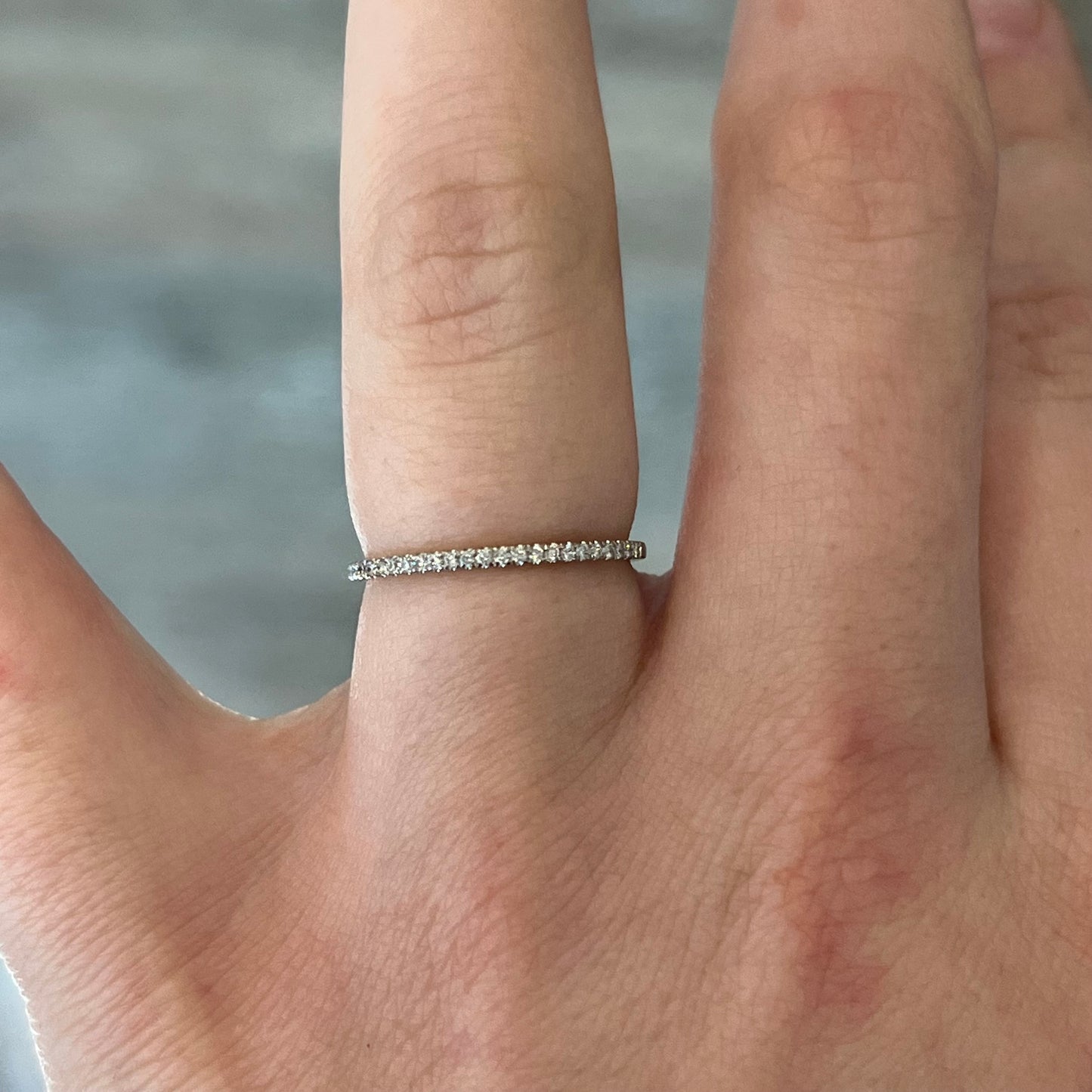 .14 Thin Diamond Wedding Band in 18k White Gold